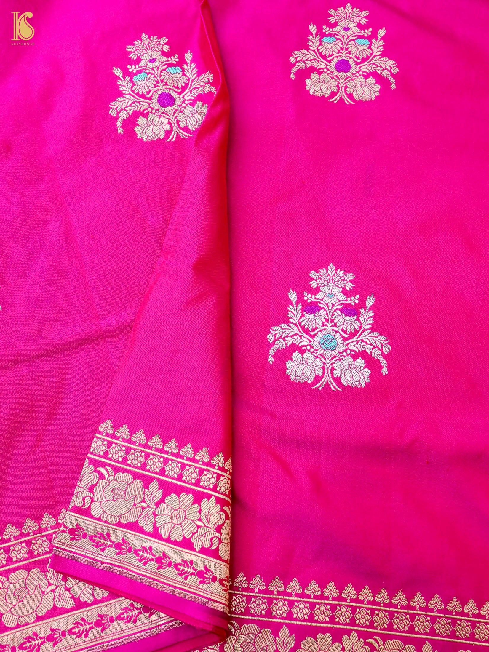 Handwoven Pure Sateen Silk Kadwa Banarasi Saree