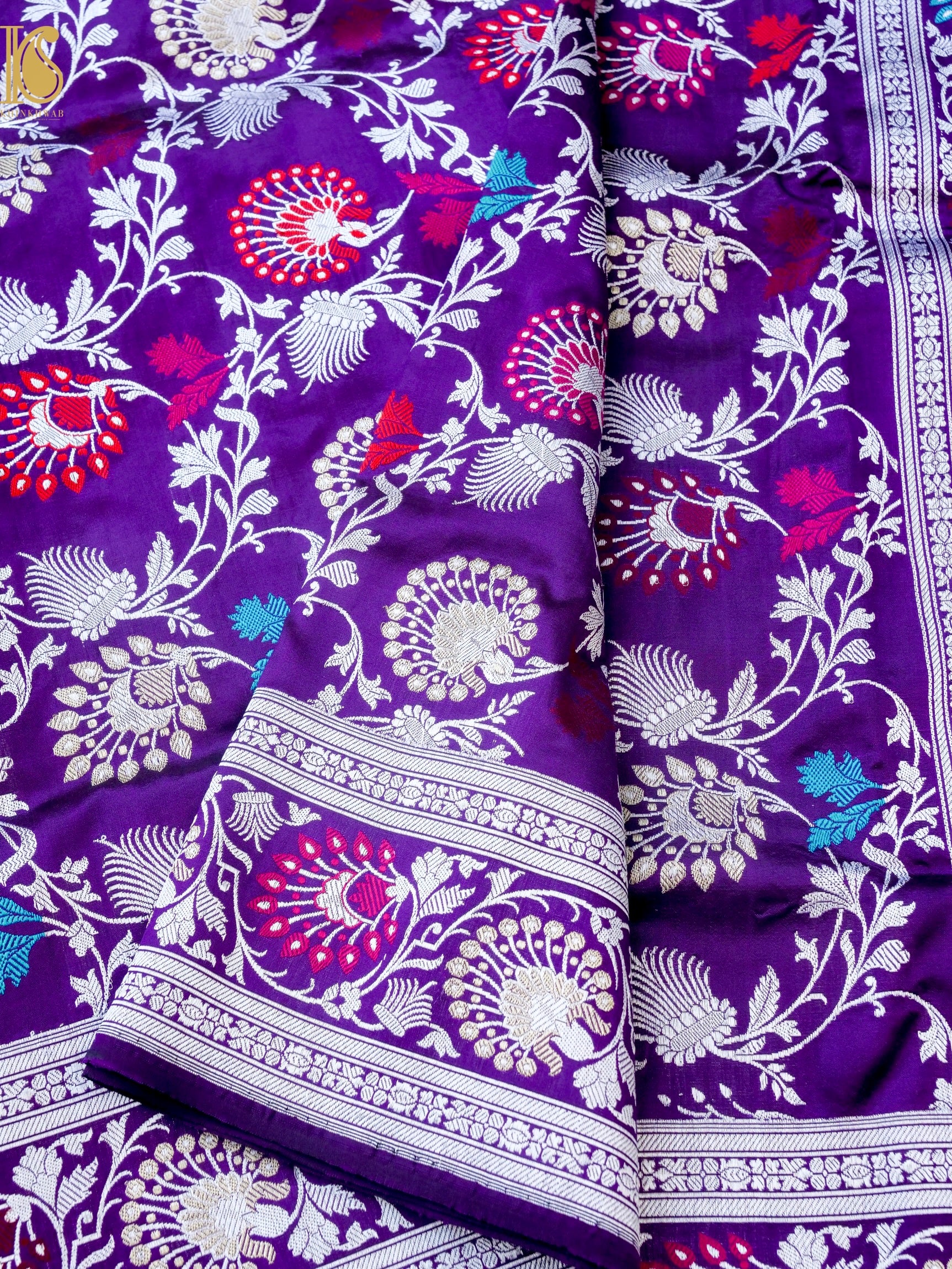 Banarasi Katan Silk Handwoven Kadwa Jaal Saree