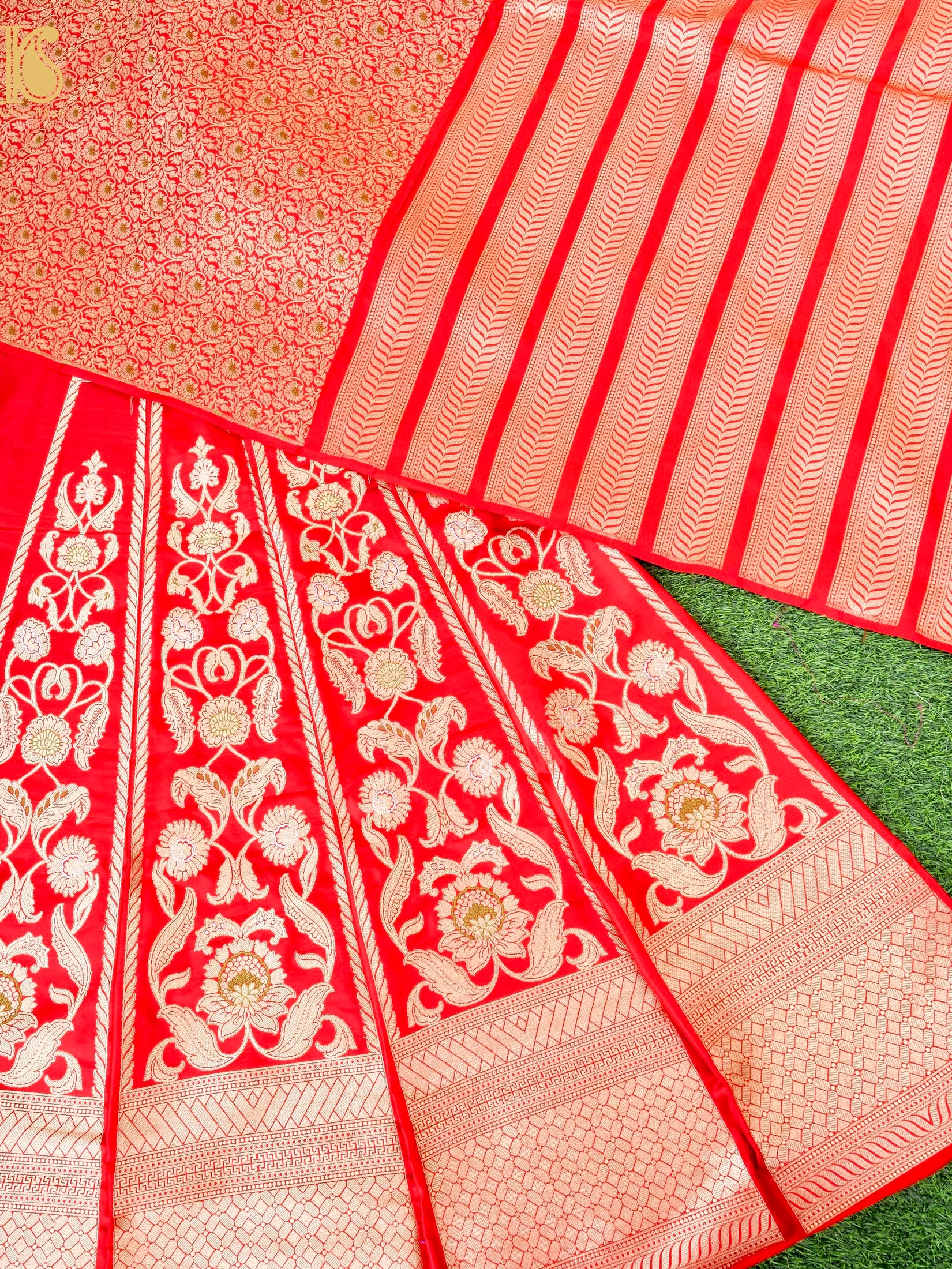 Handloom Banarasi Katan Silk Kalidar Madhumalti Lehenga