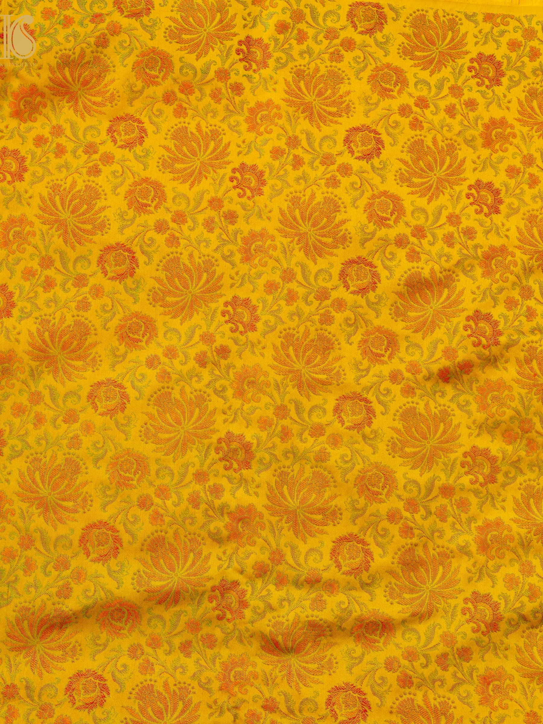 Handloom Banarasi Guldaudi Tanchoi Silk Fabric