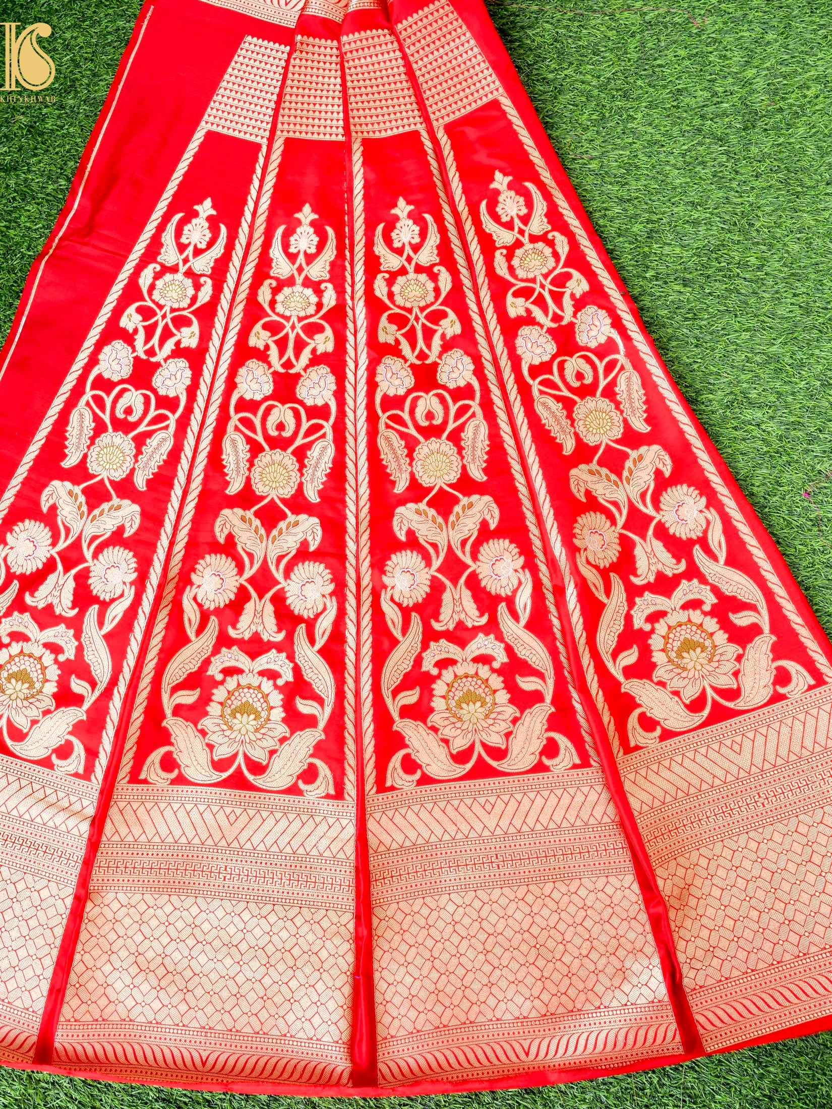 Handloom Banarasi Katan Silk Kalidar Madhumalti Lehenga