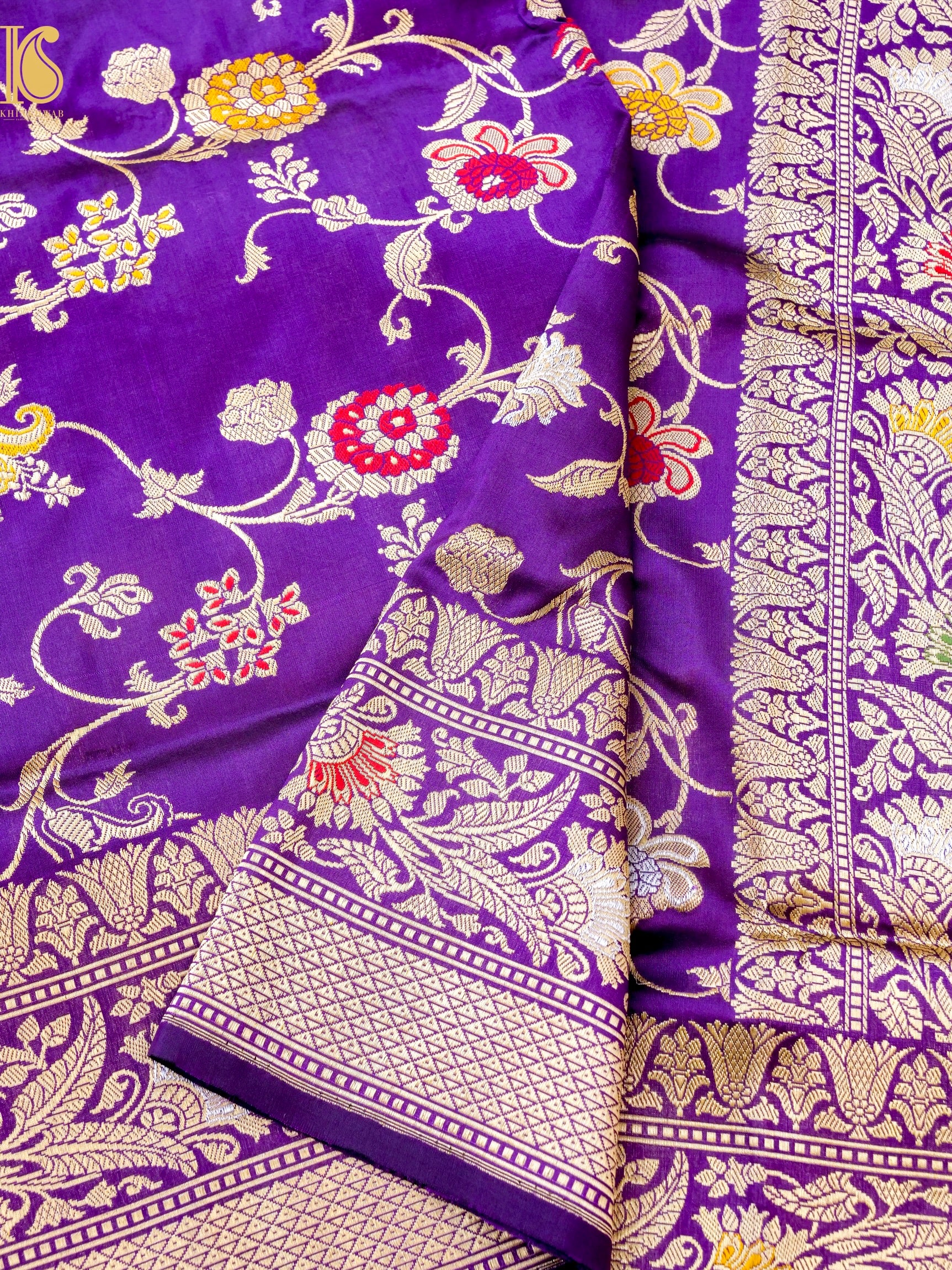 Banarasi Katan Silk Handwoven Kadwa Jaal Saree