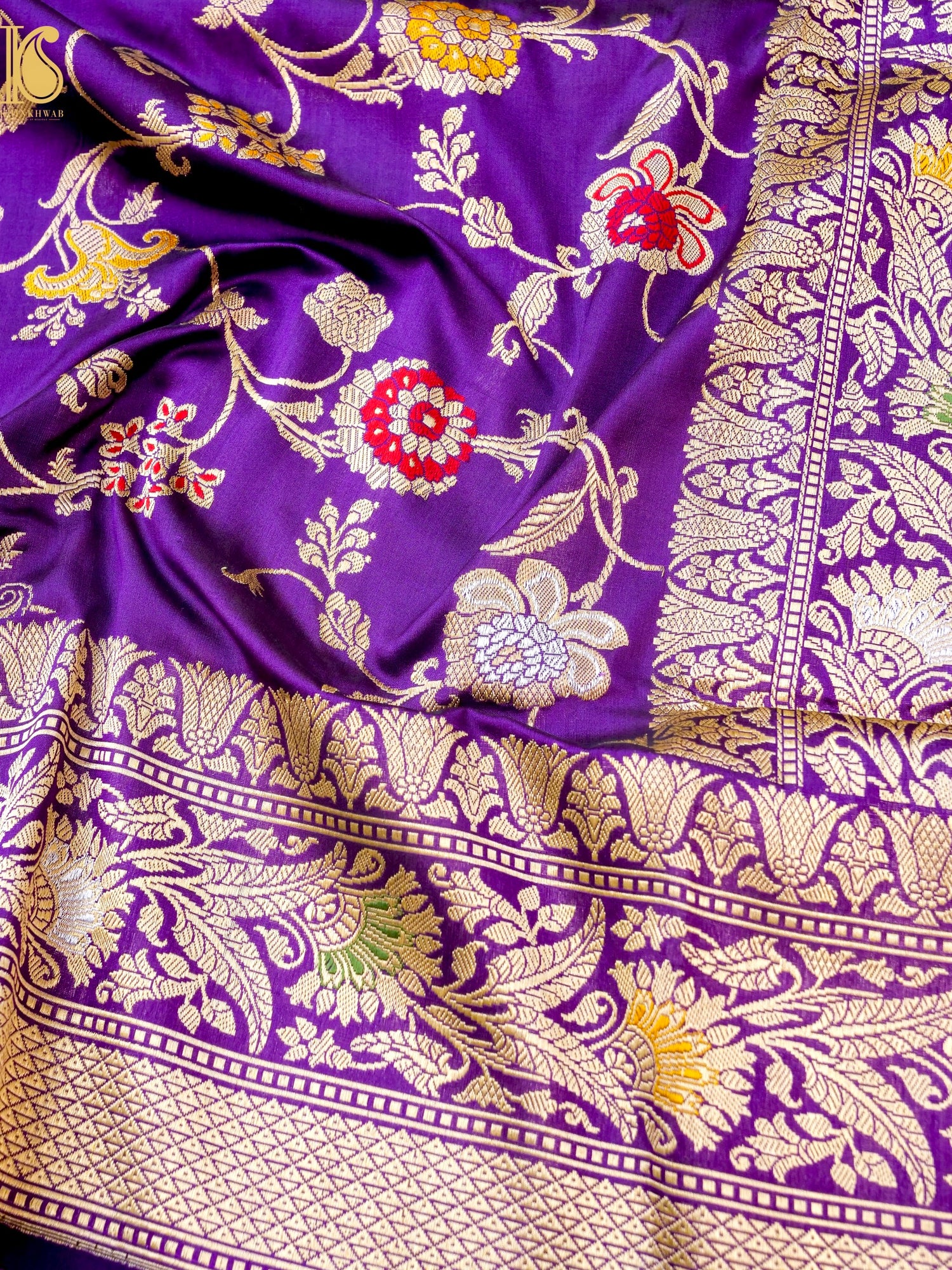 Banarasi Katan Silk Handwoven Kadwa Jaal Saree