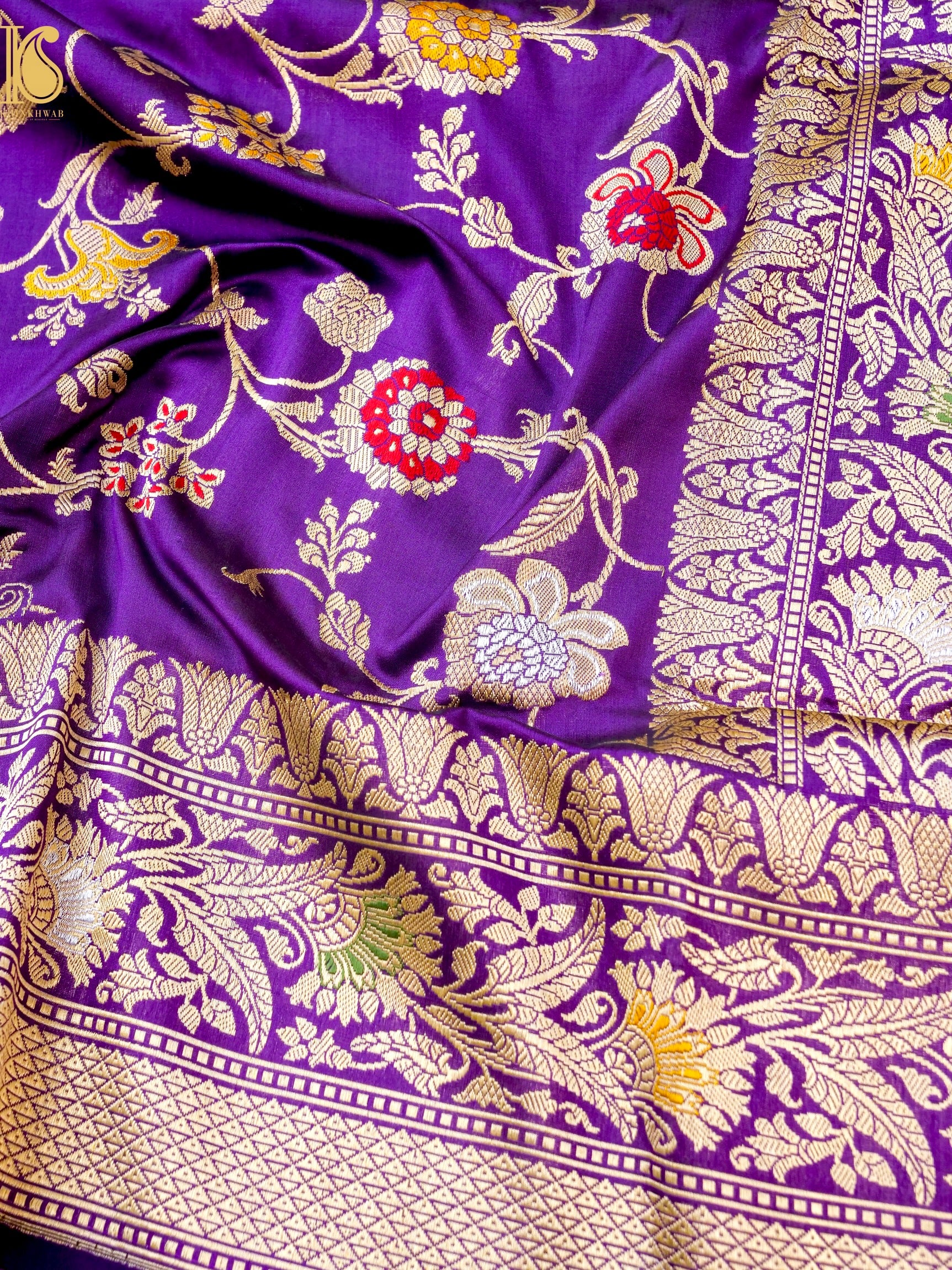 Banarasi Katan Silk Handwoven Kadwa Jaal Saree