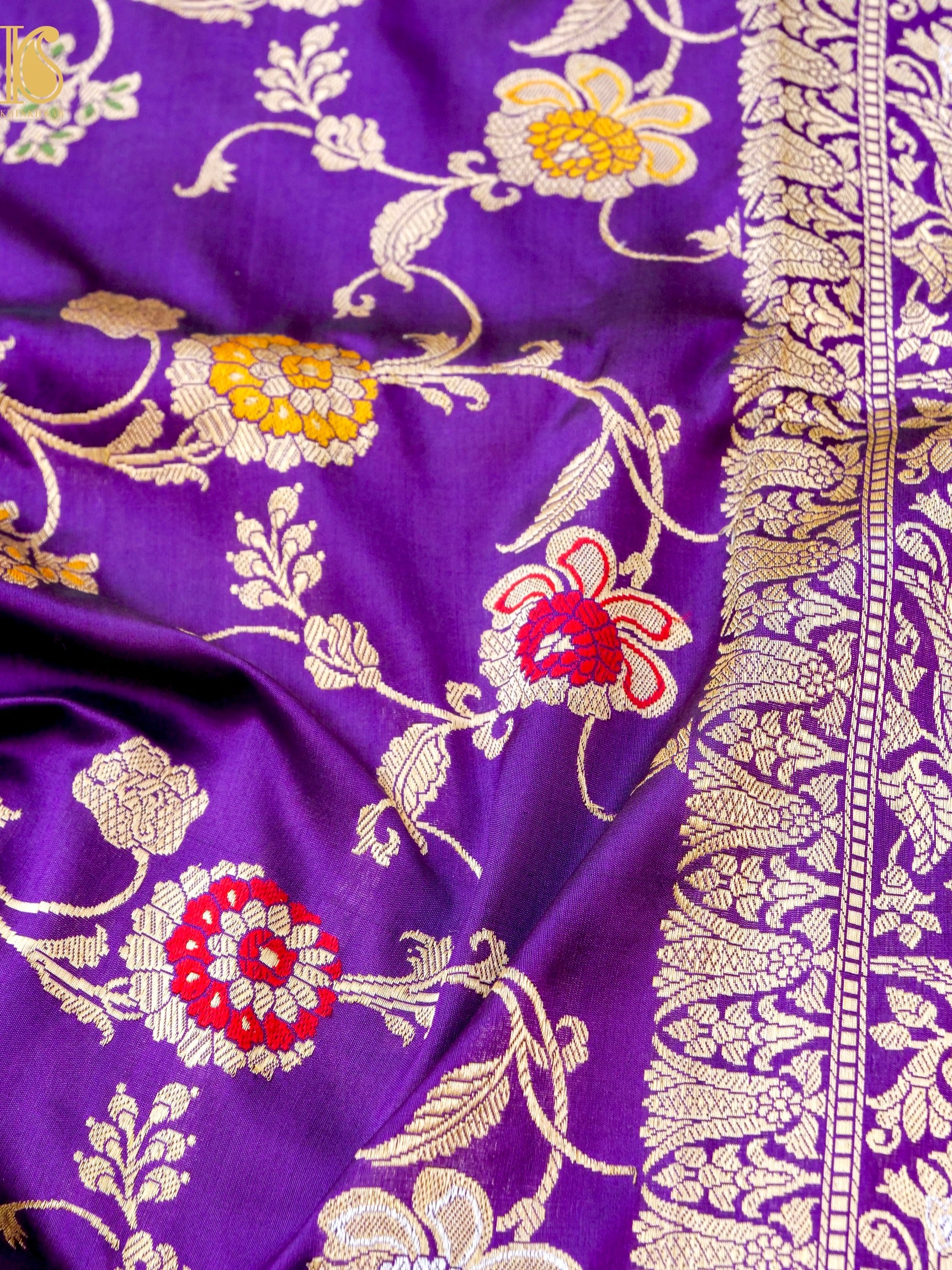 Banarasi Katan Silk Handwoven Kadwa Jaal Saree