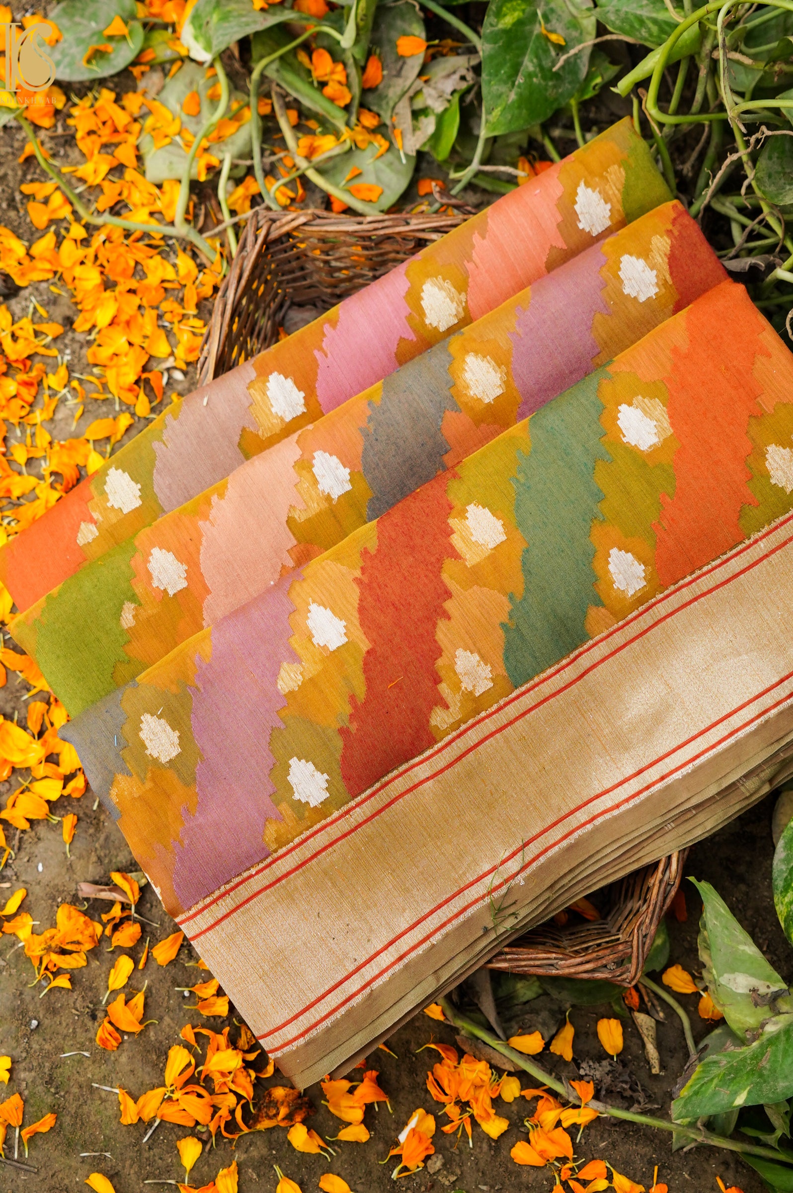 Handloom Banarasi Kora Rangkat Silk Saree