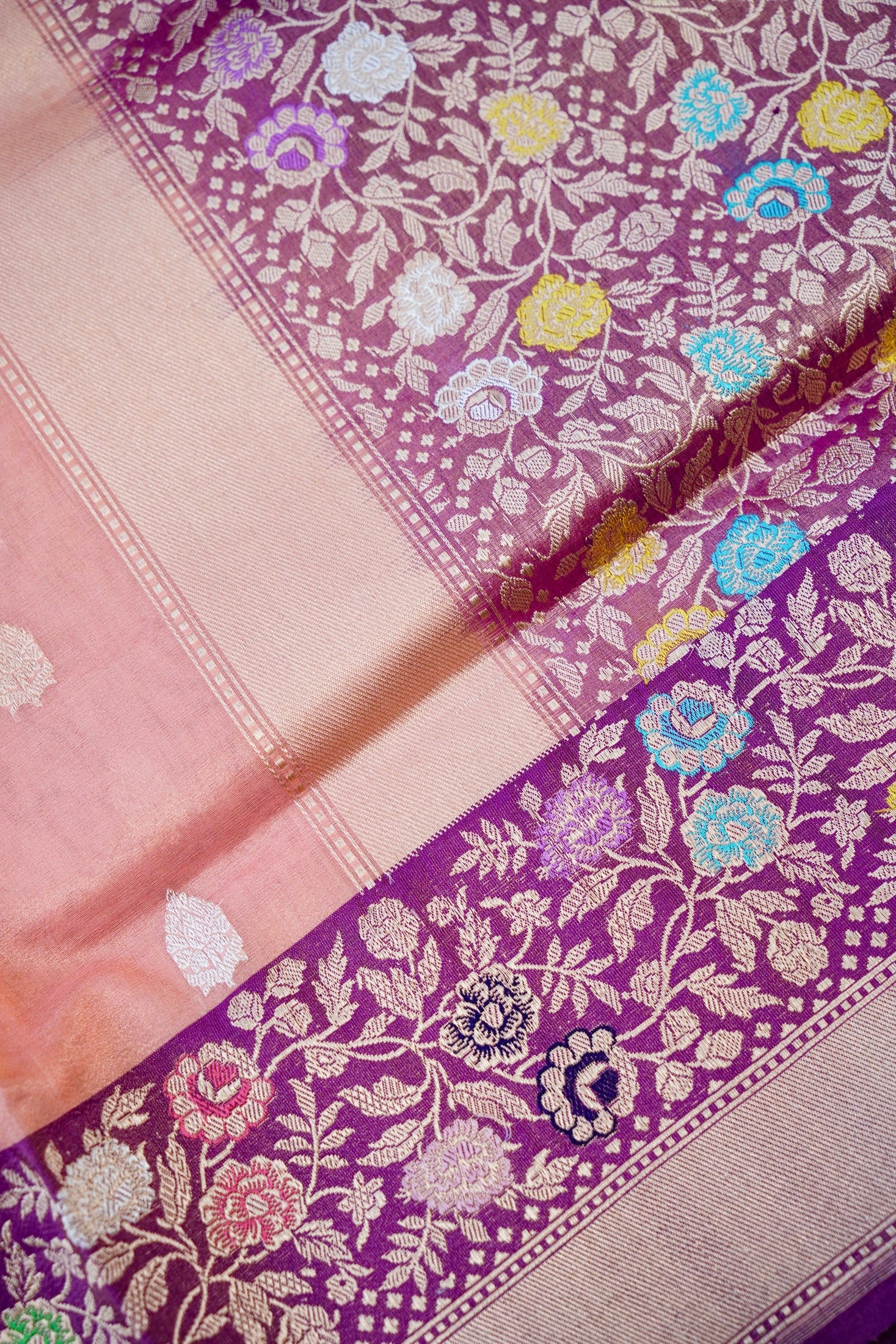 Pure Banarasi Kora by Tissue Saree with Silk Tilfi Border
