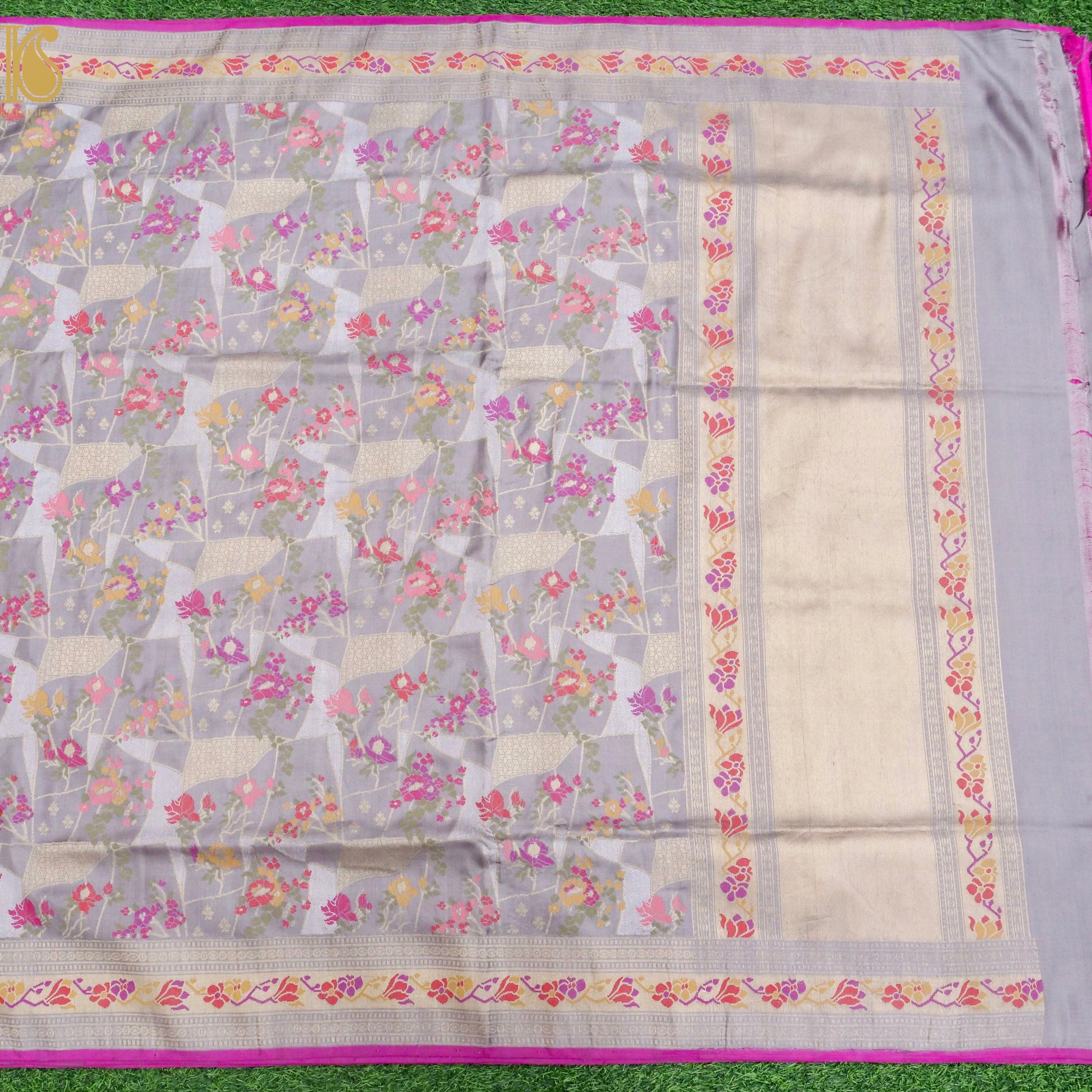 Handloom Banarasi Pure Kora Ektara Kadwa Meenakari Saree