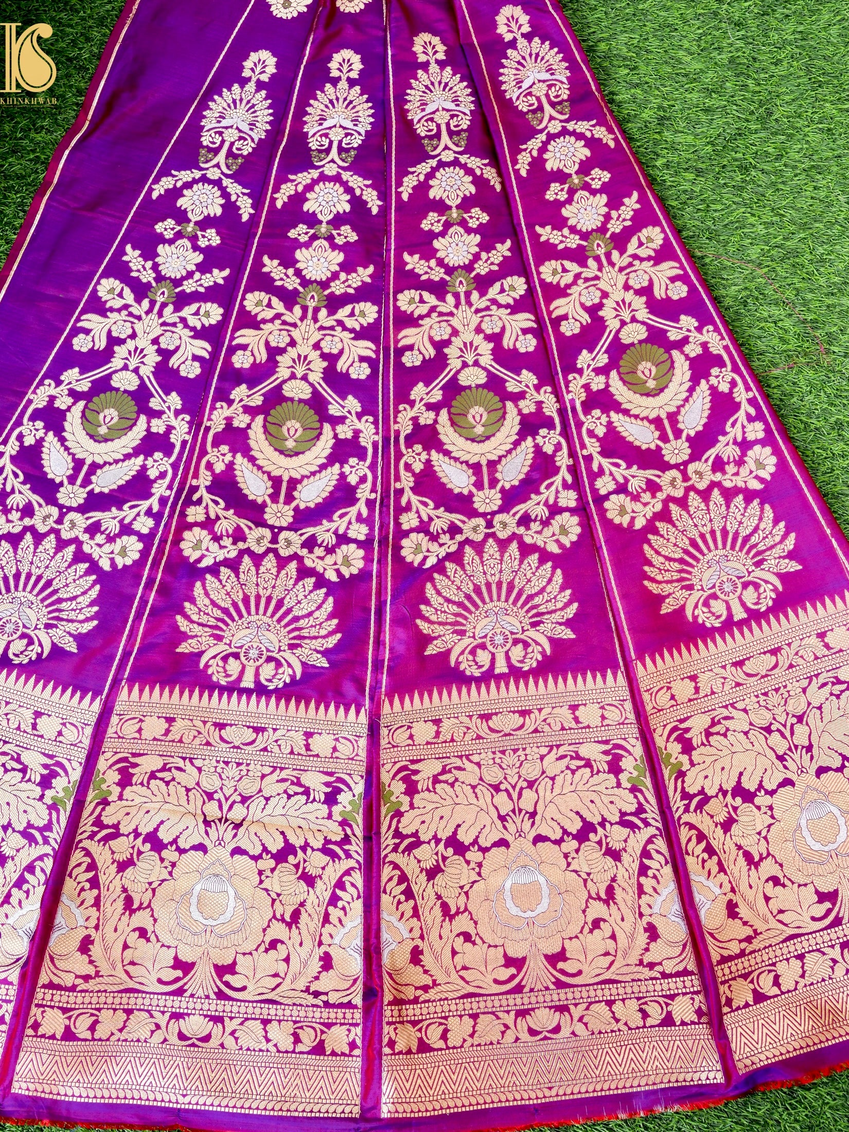 Handloom Banarasi Katan Silk Kalidar Pankha Booti Lehenga