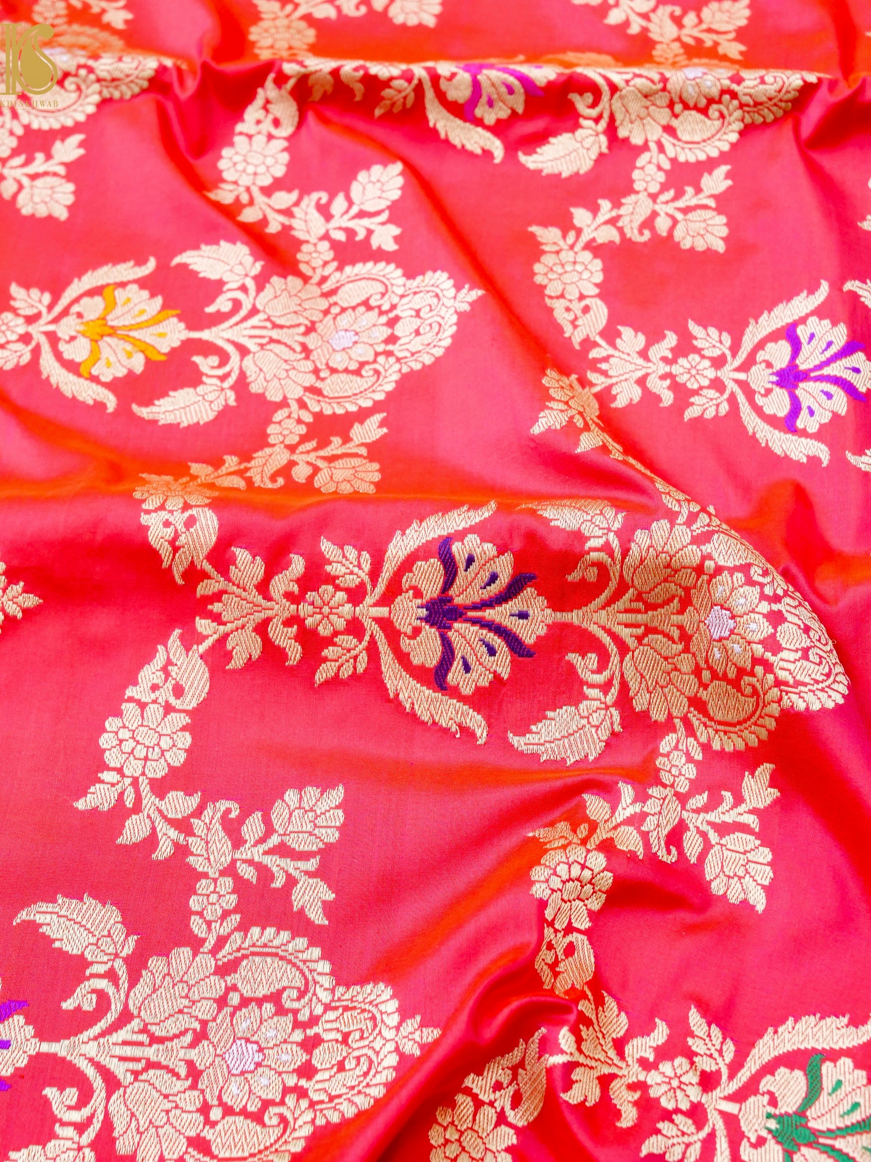 Banarasi Katan Silk Handwoven Kadwa Jaal Saree
