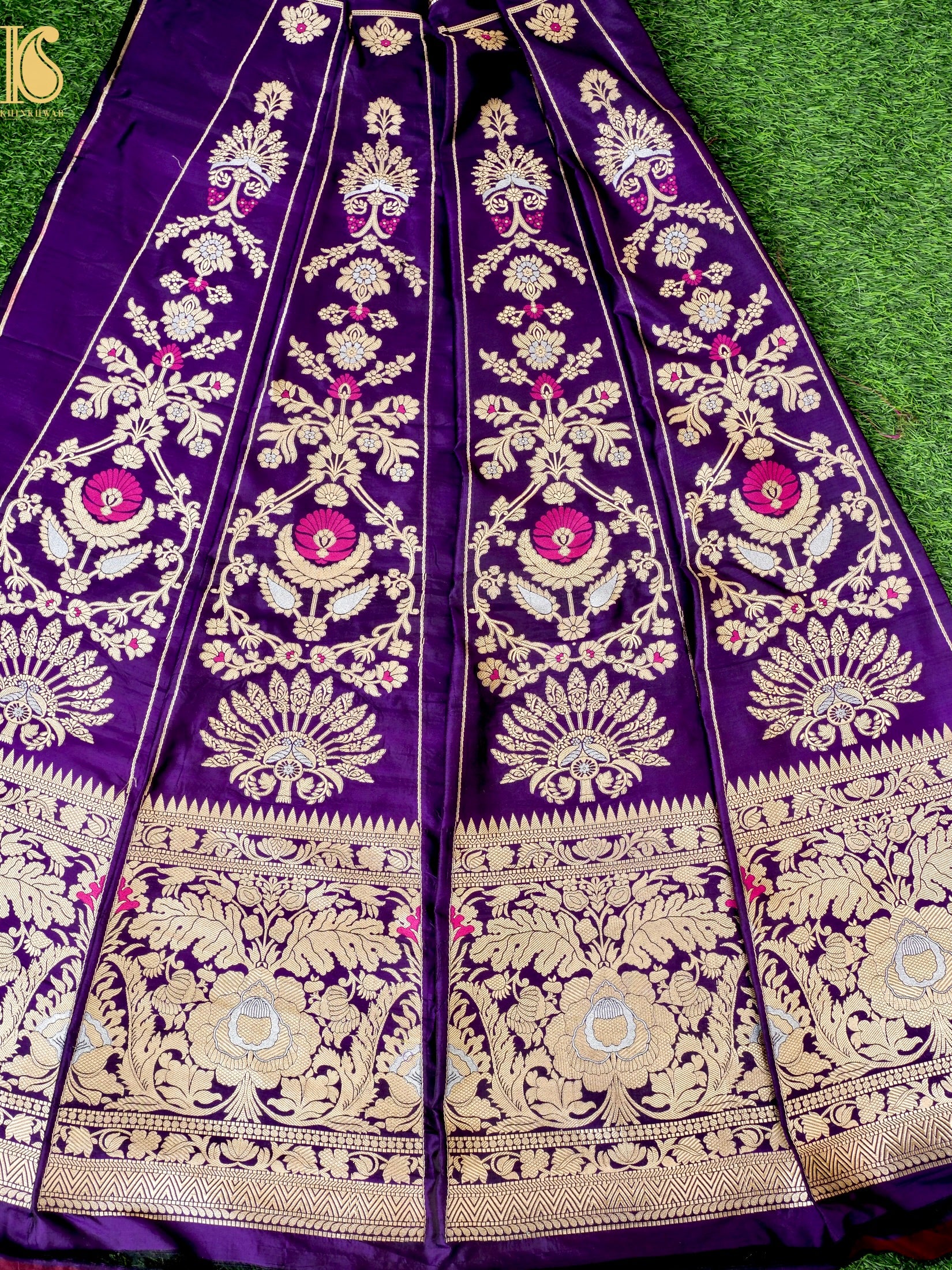 Handloom Banarasi Katan Silk Kalidar Pankha Booti Lehenga