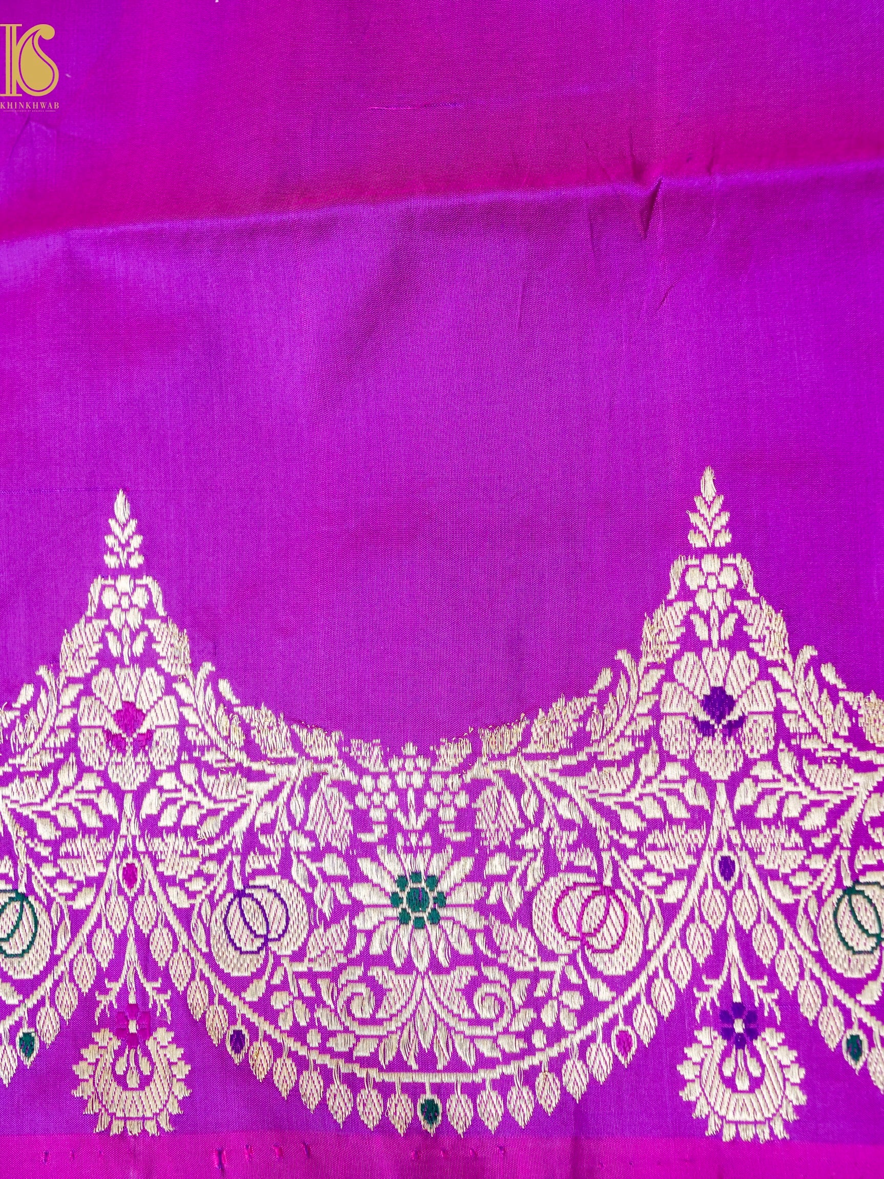 Banarasi Katan Silk Handwoven Kadwa Scalloped Border Saree