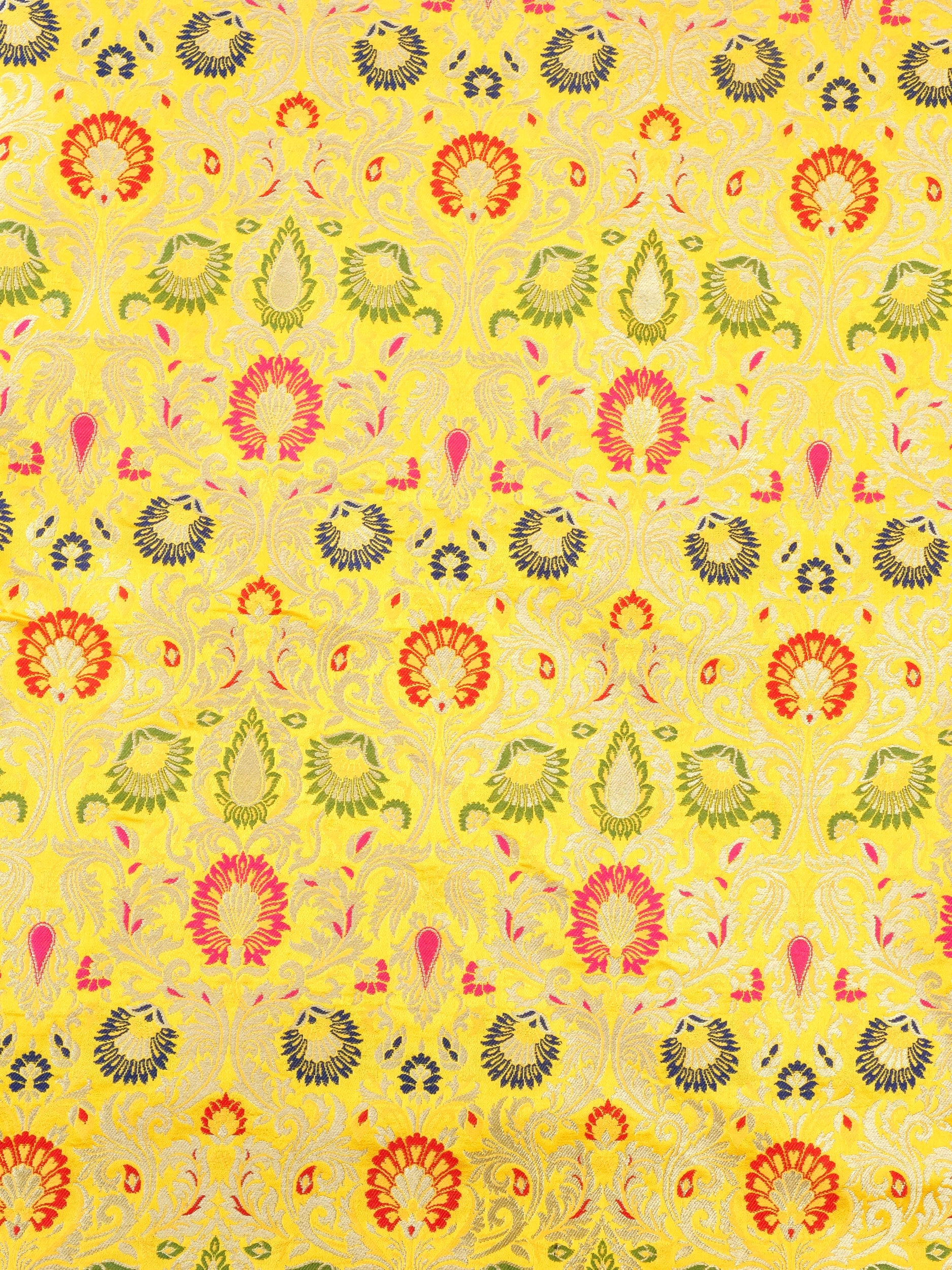 Yellow Kinkhab / Kimkhab Brocade Banarasi Fabric