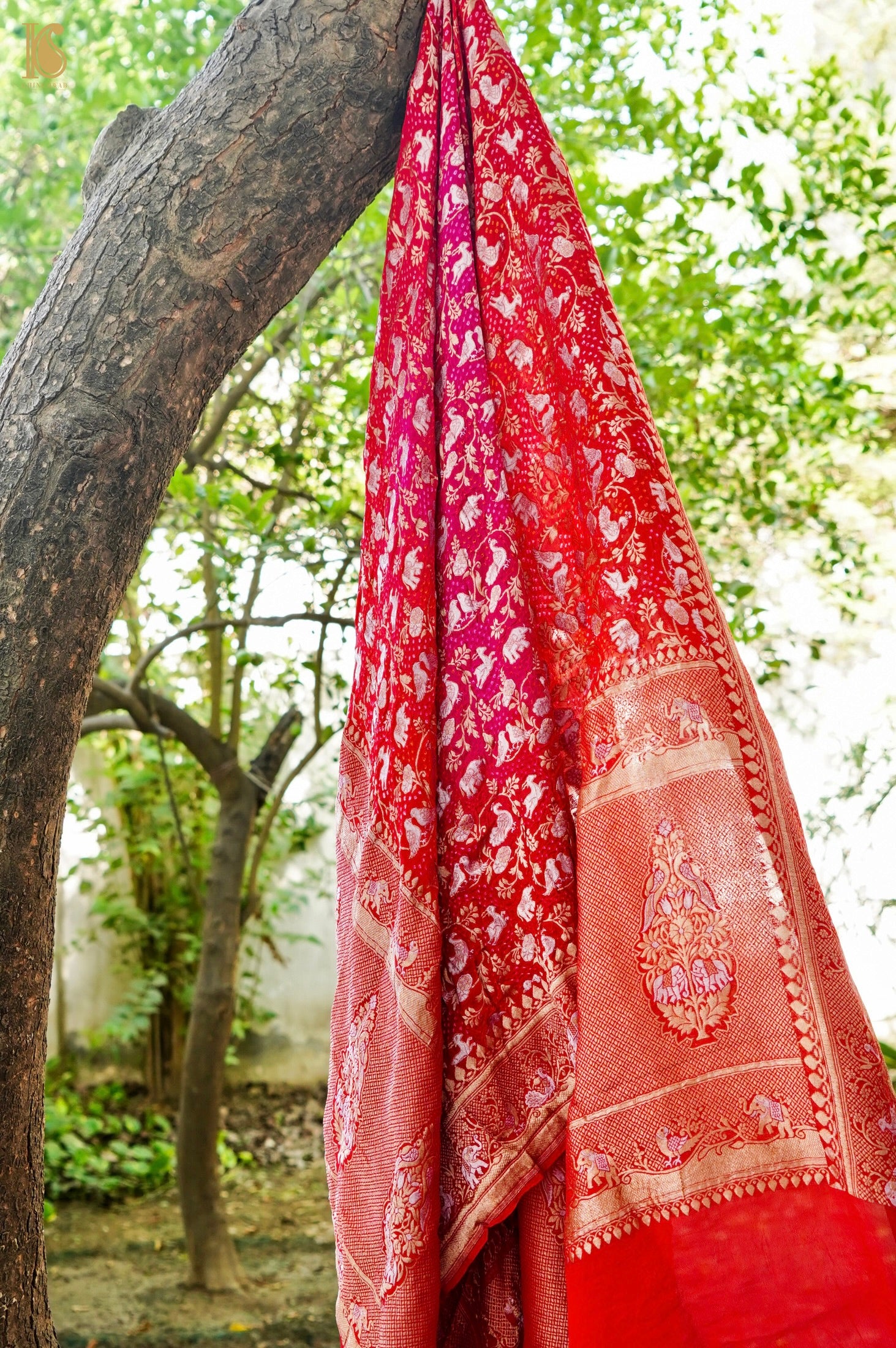Banarasi Bandhani Georgette Shikargah Dupatta
