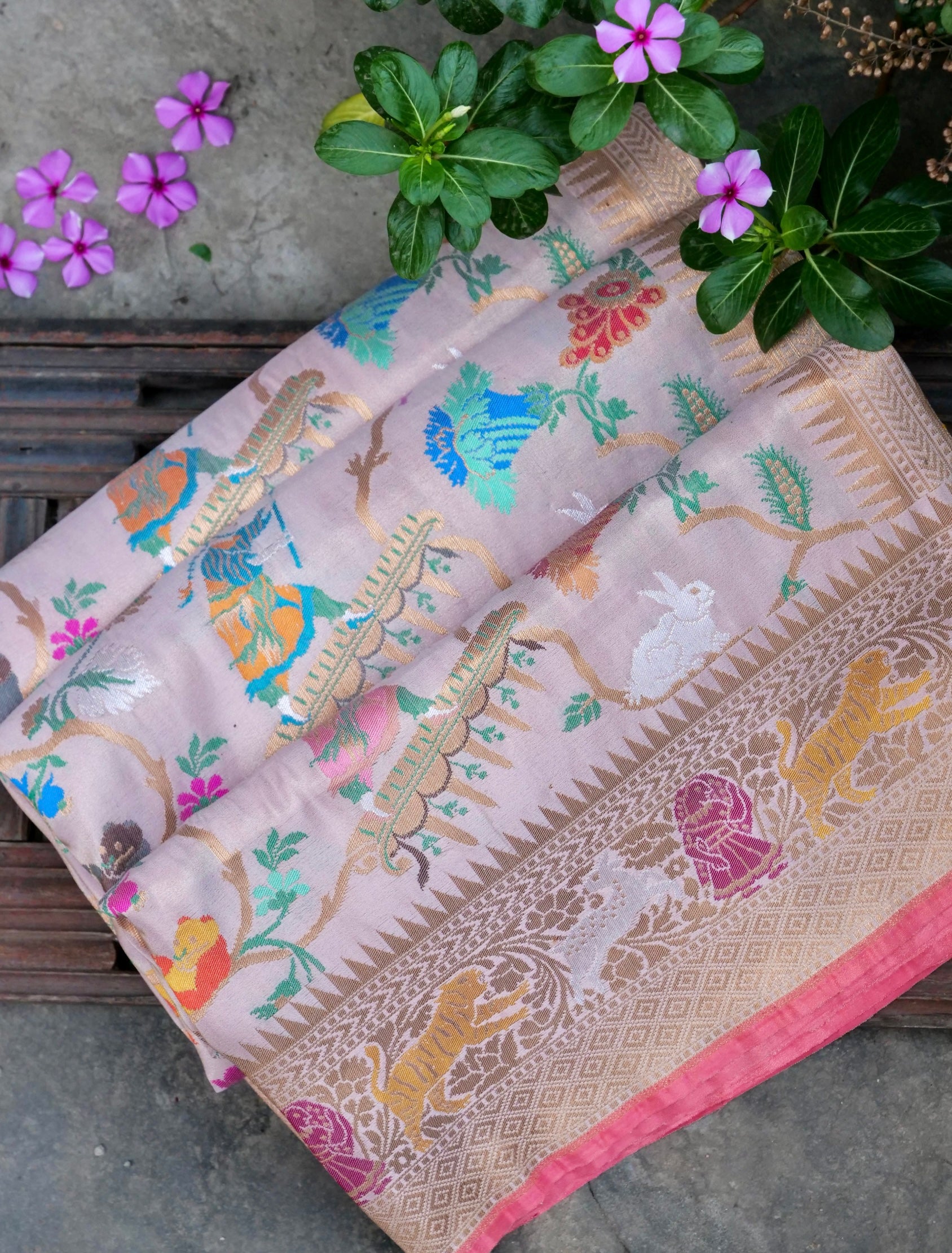 Tissue by Katan Silk Handwoven Banarasi Shikargah Saree