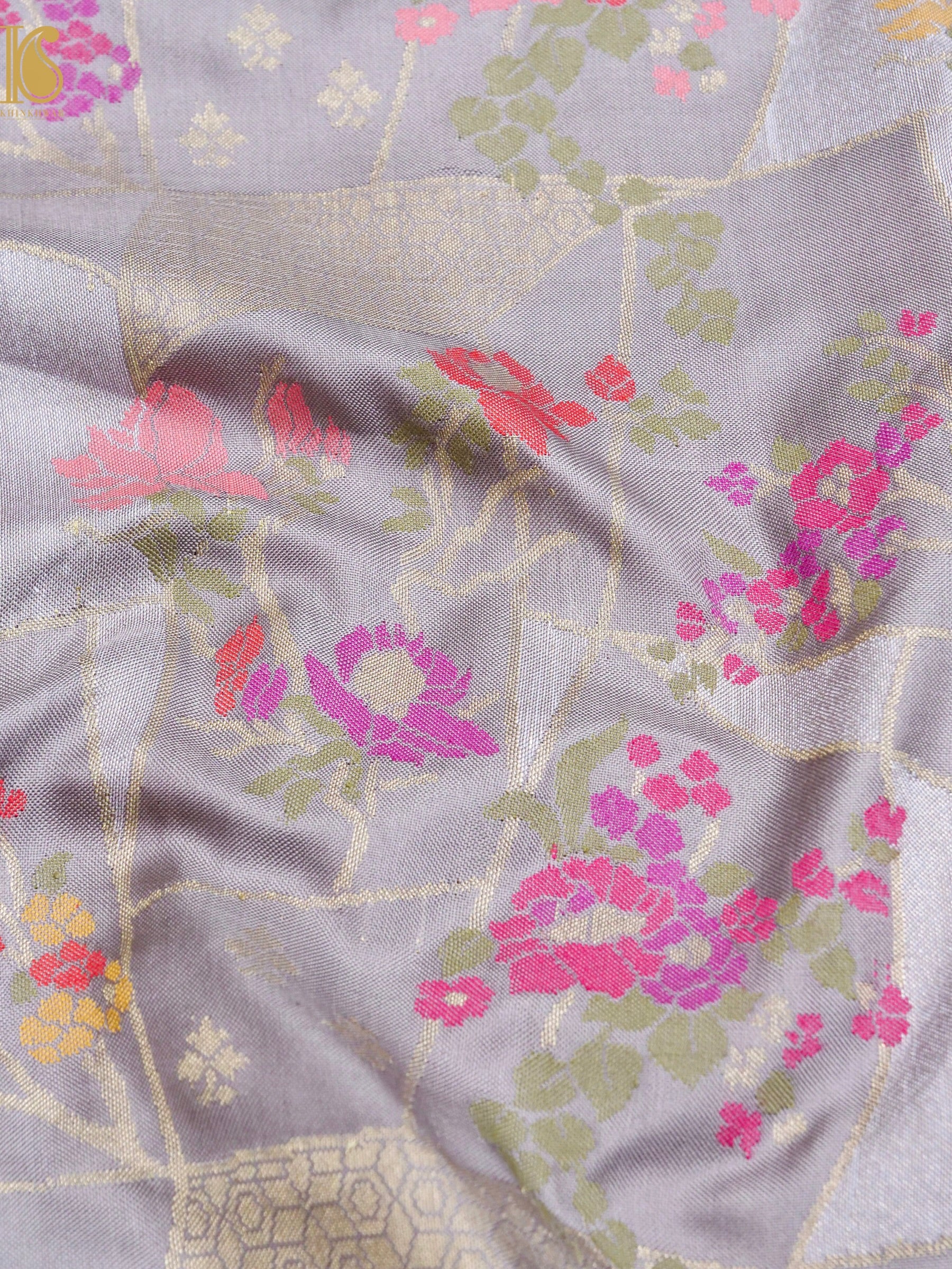 Handloom Banarasi Pure Kora Ektara Kadwa Meenakari Saree