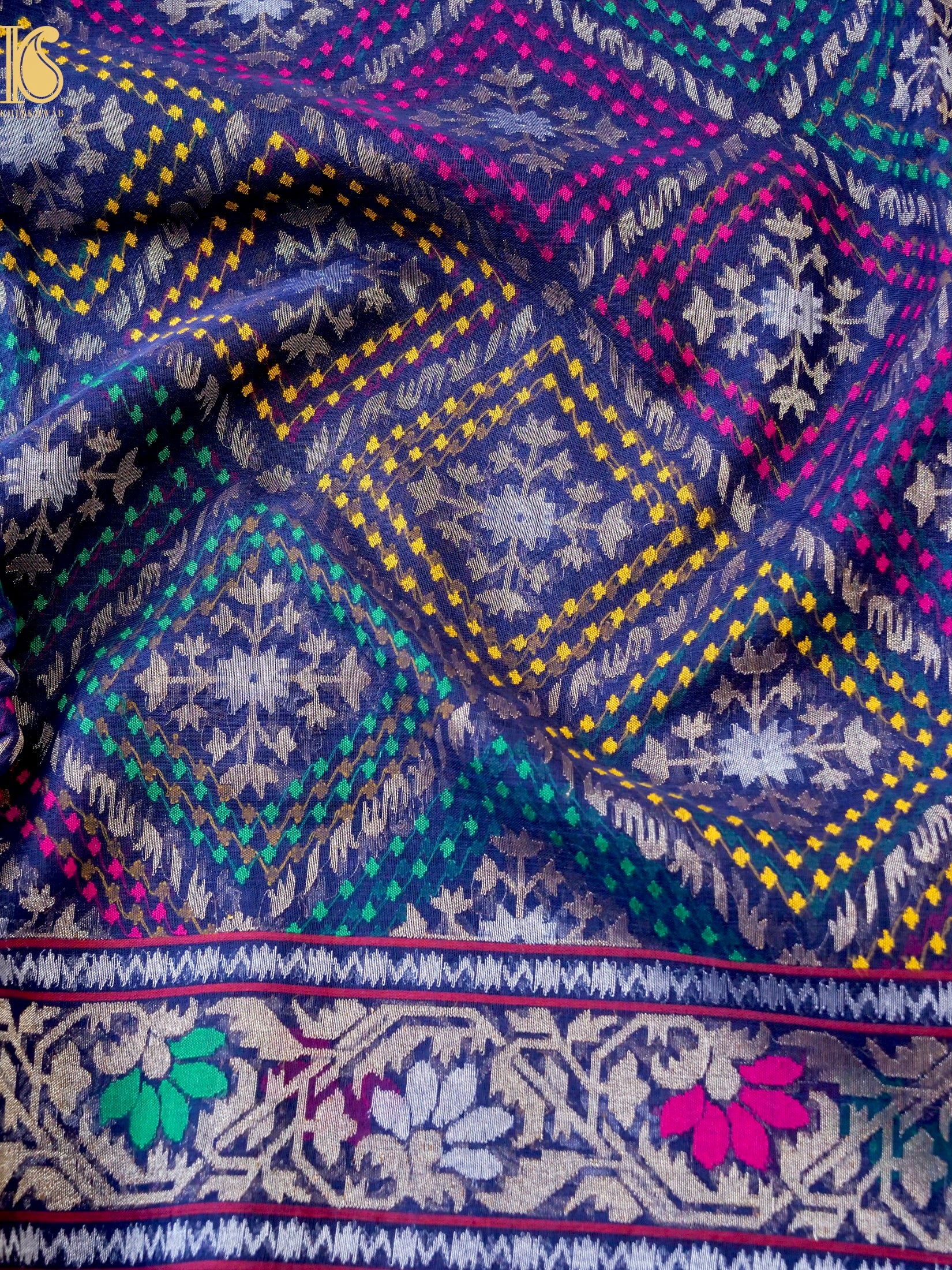 Neelambari Handloom Banarasi Real Silver Zari Cotton Saree