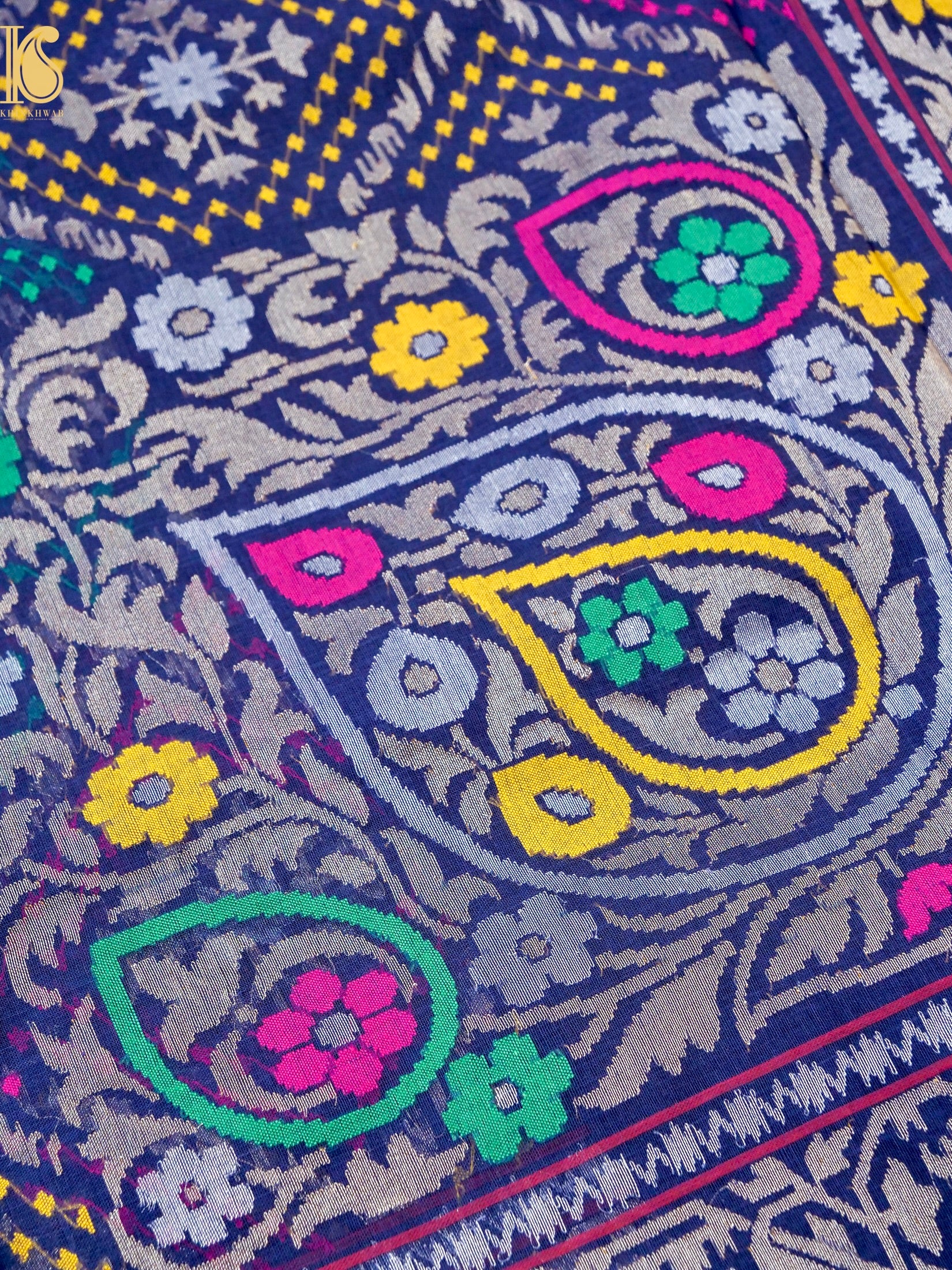 Neelambari Handloom Banarasi Real Silver Zari Cotton Saree