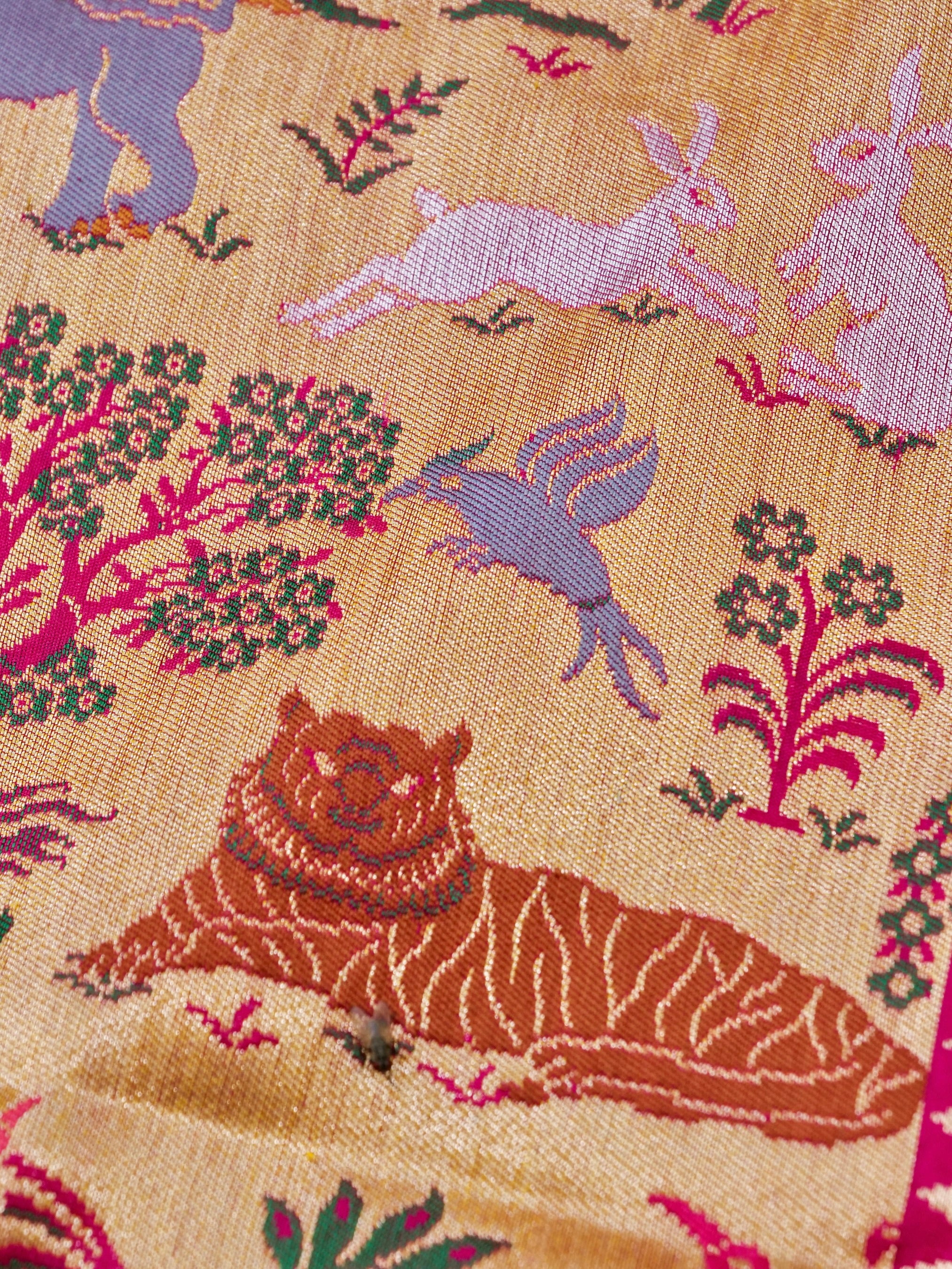 Handwoven Banarasi Katan Silk Kadwa Shikargah Saree