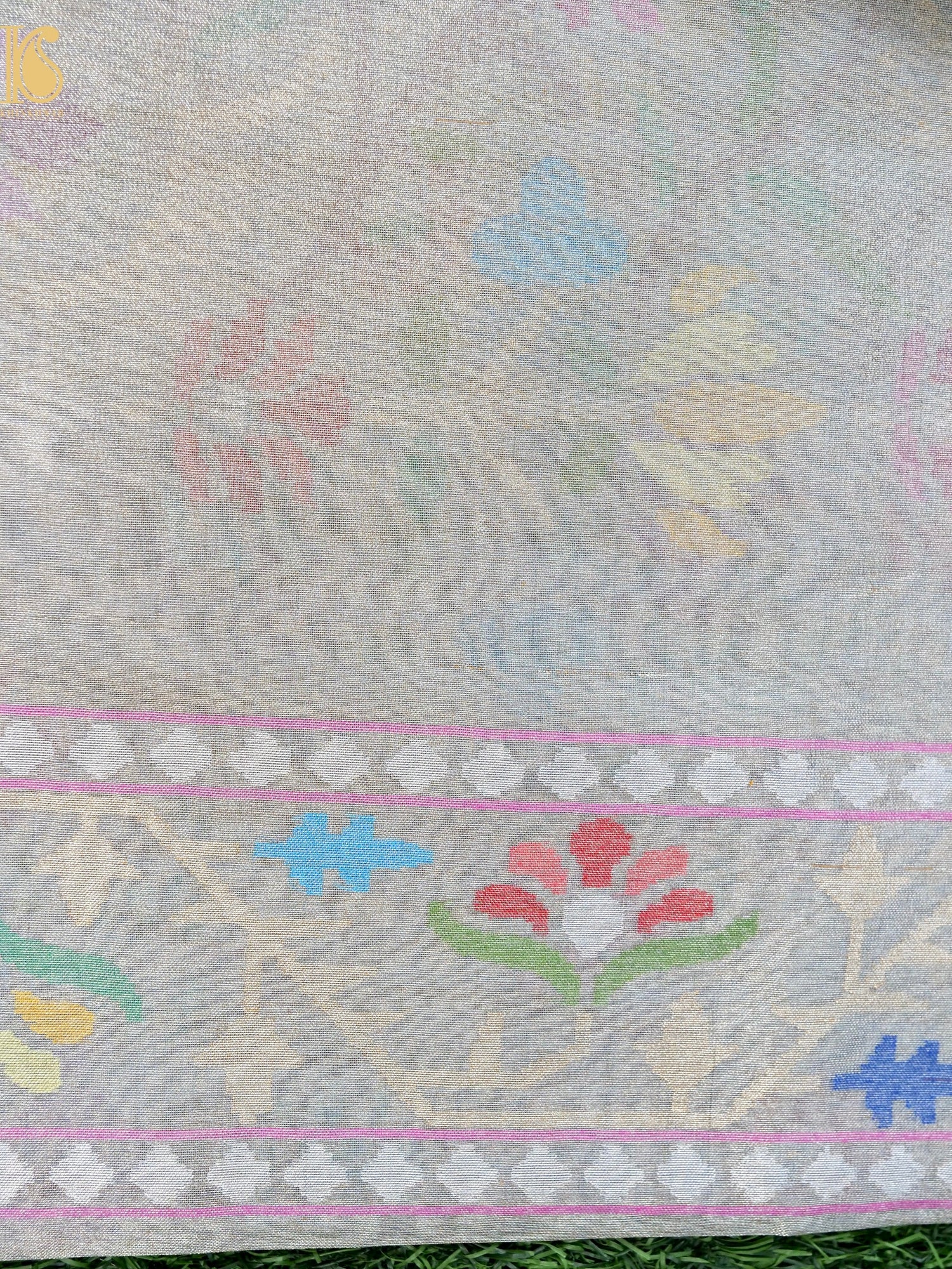 Handloom Banarasi Real Silver Zari Tissue Silk Saree