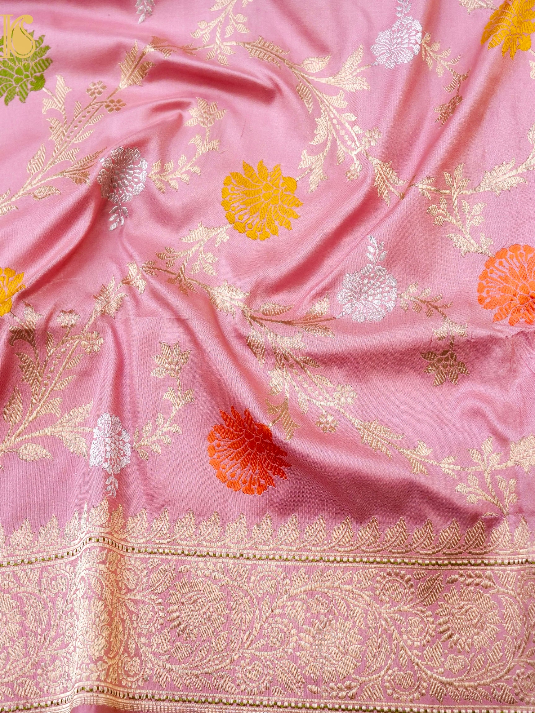 Banarasi Katan Silk Handwoven Kadwa Jaal Saree