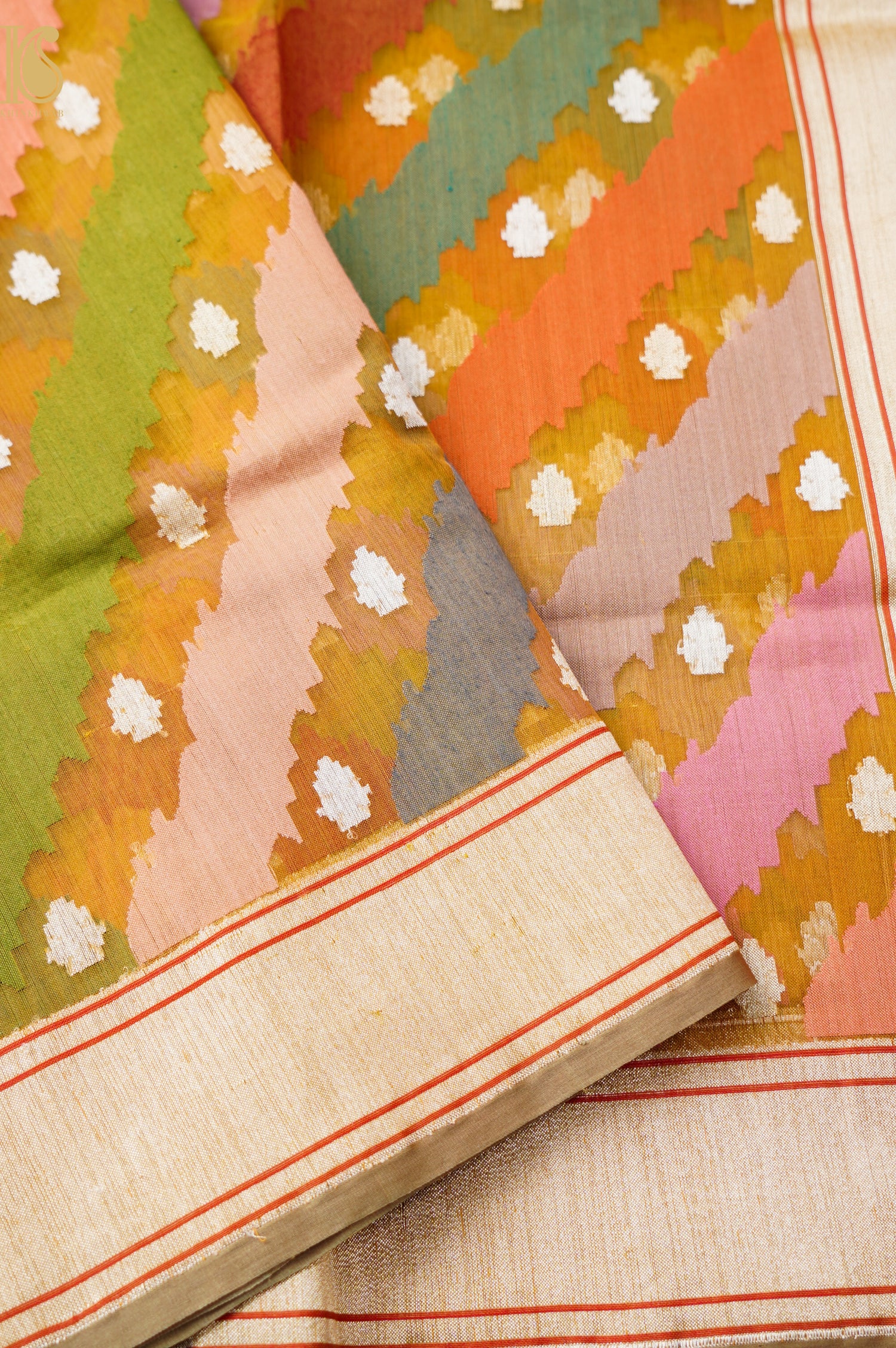 Handloom Banarasi Kora Rangkat Silk Saree