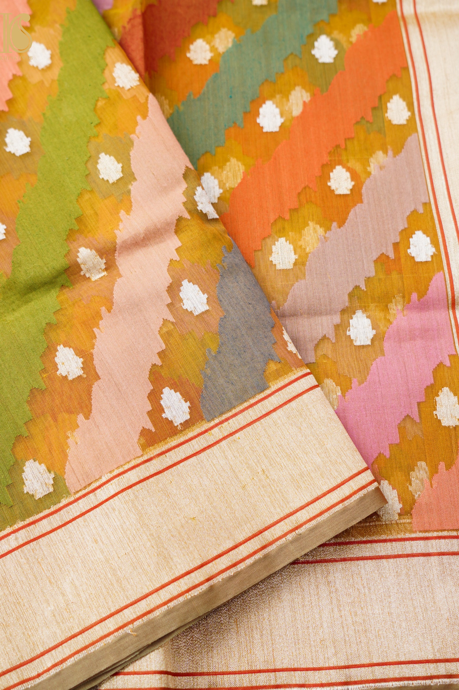 Handloom Banarasi Kora Rangkat Silk Saree