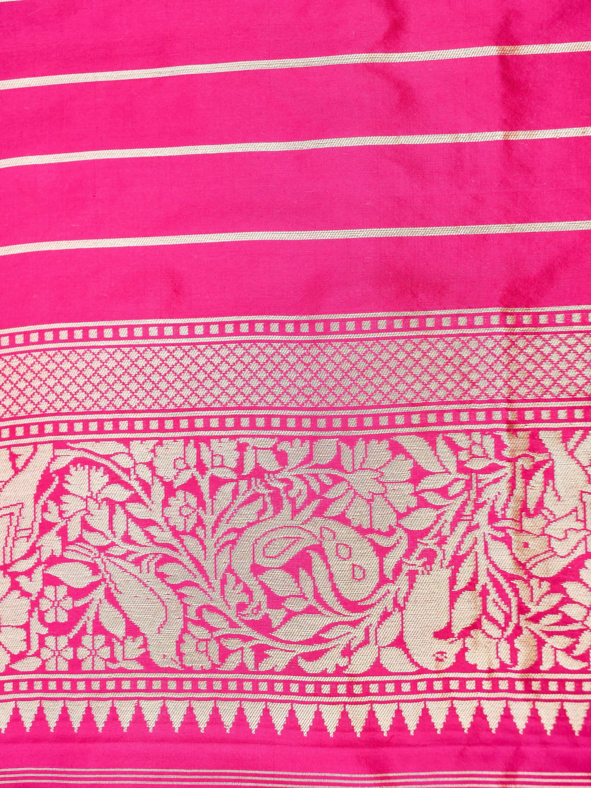 Handwoven Banarasi Katan Silk Kadwa Shikargah Saree