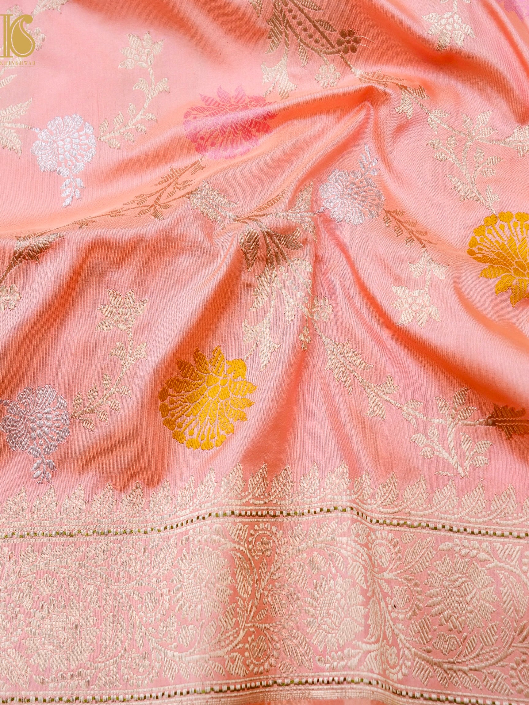 Banarasi Katan Silk Handwoven Kadwa Jaal Saree
