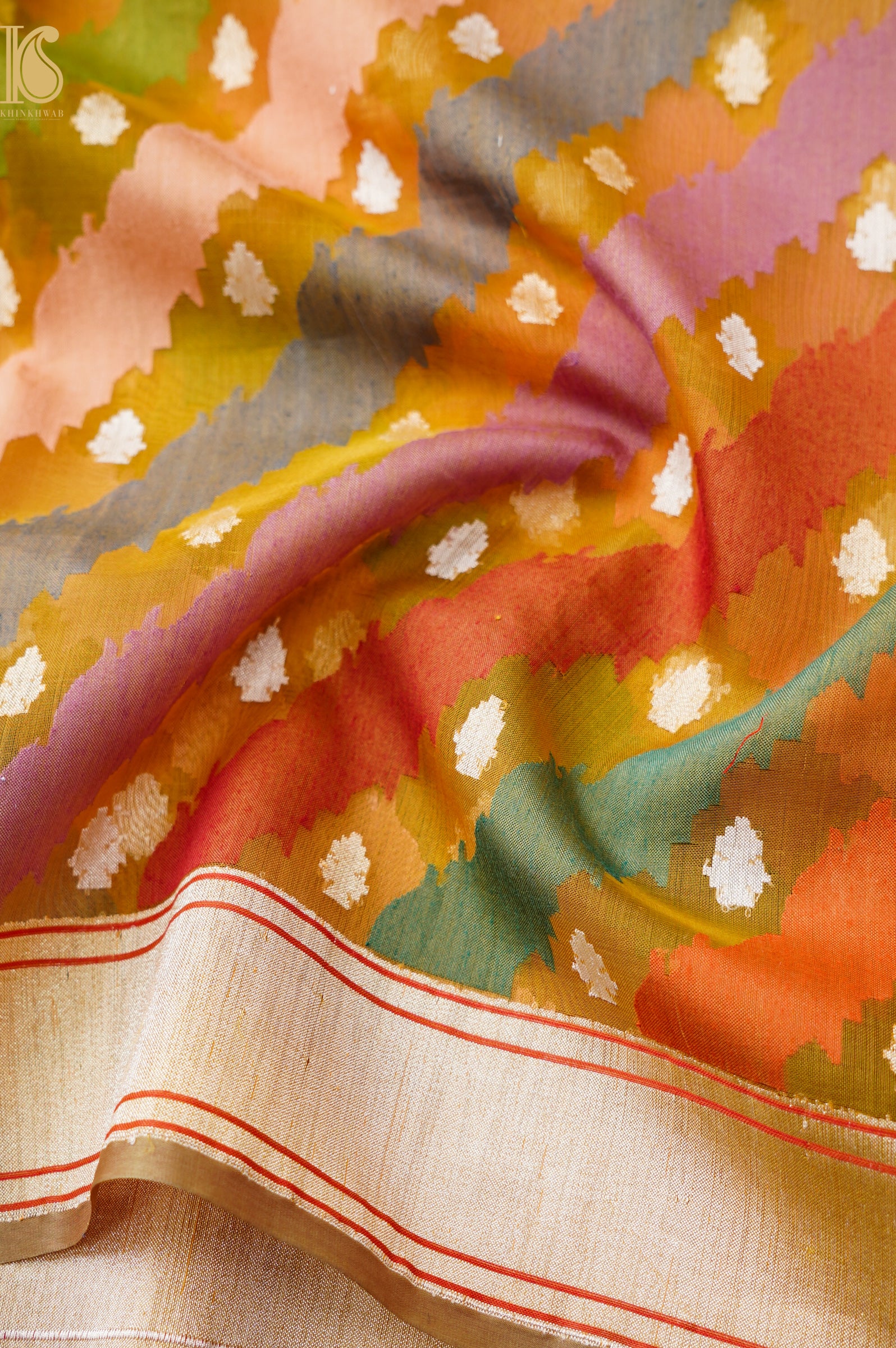 Handloom Banarasi Kora Rangkat Silk Saree