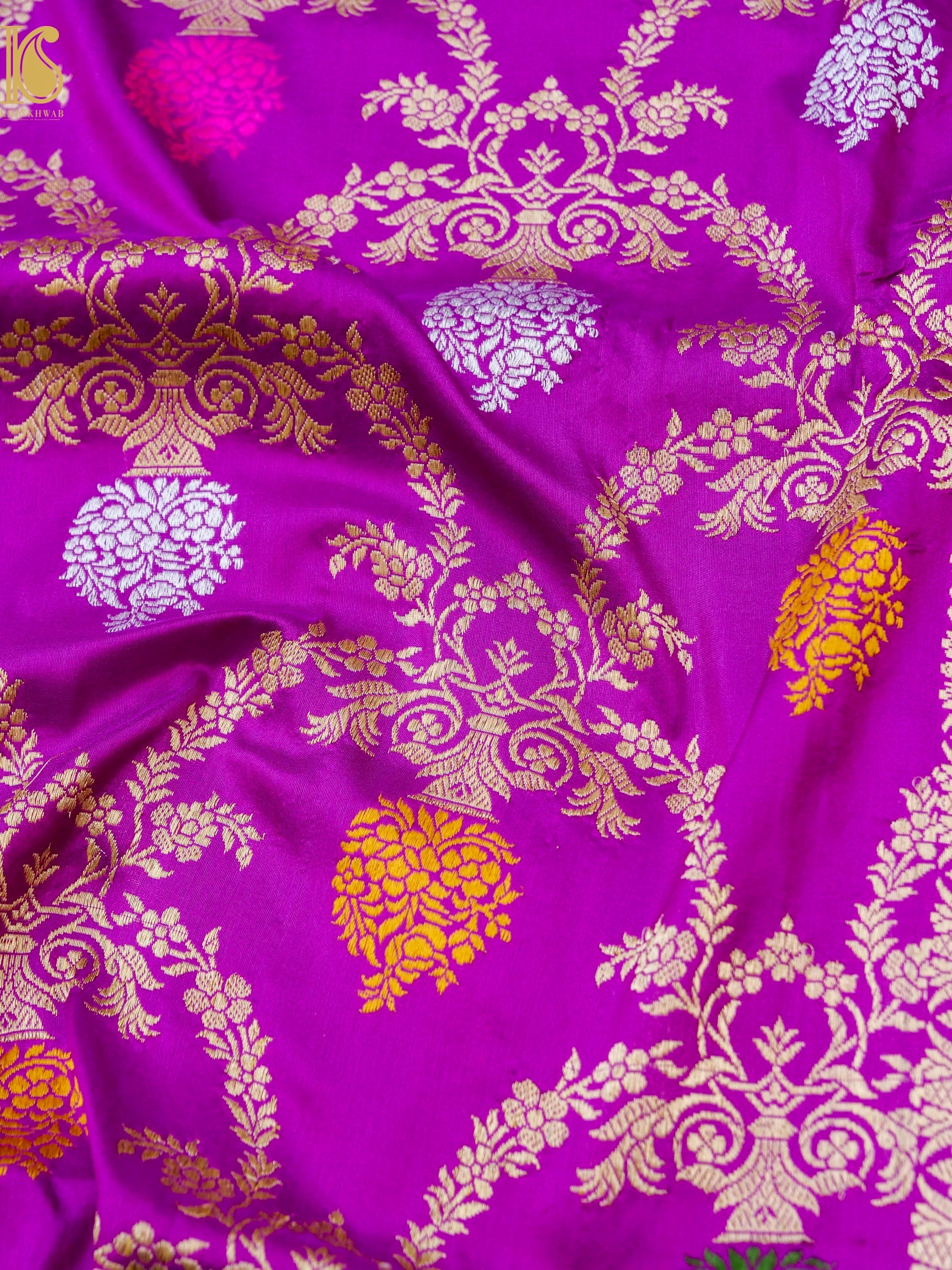 Banarasi Katan Silk Handwoven Kadwa Jaal Saree