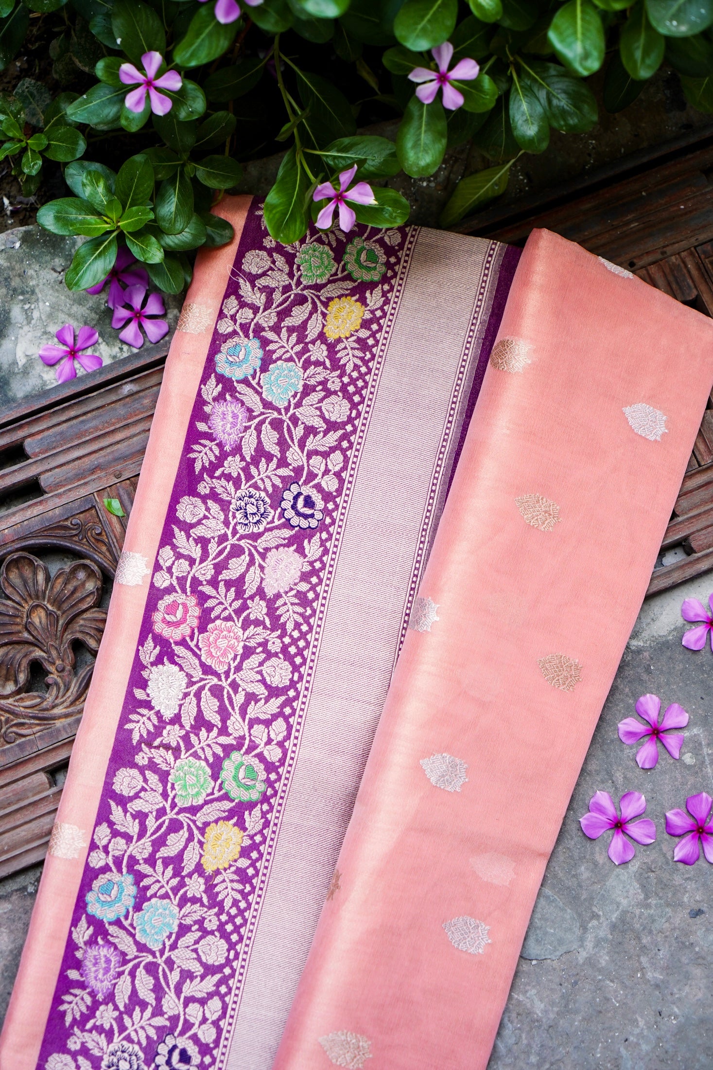 Pure Banarasi Kora by Tissue Saree with Silk Tilfi Border