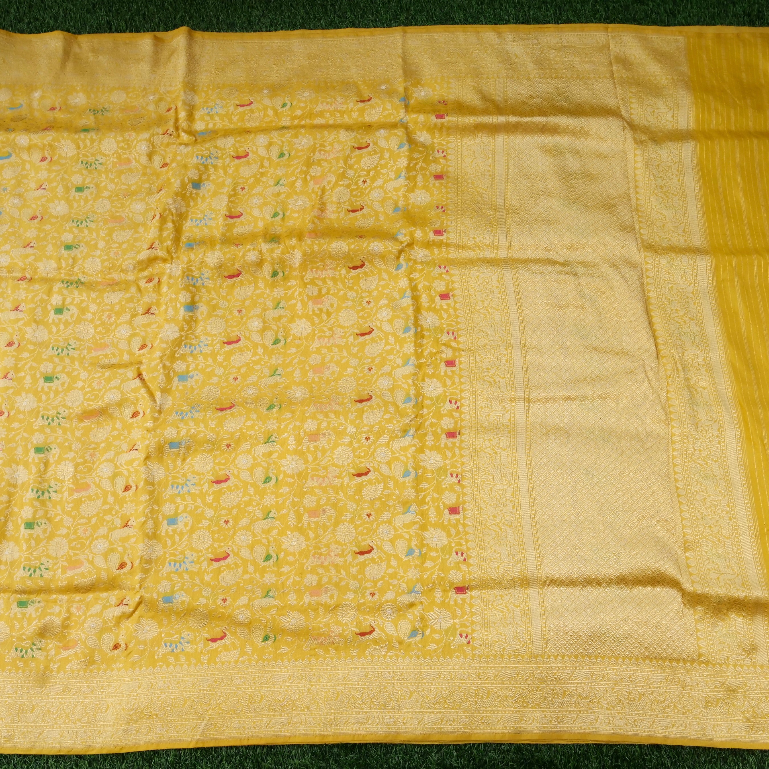 Handloom Banarasi Katan Shikargah Saree