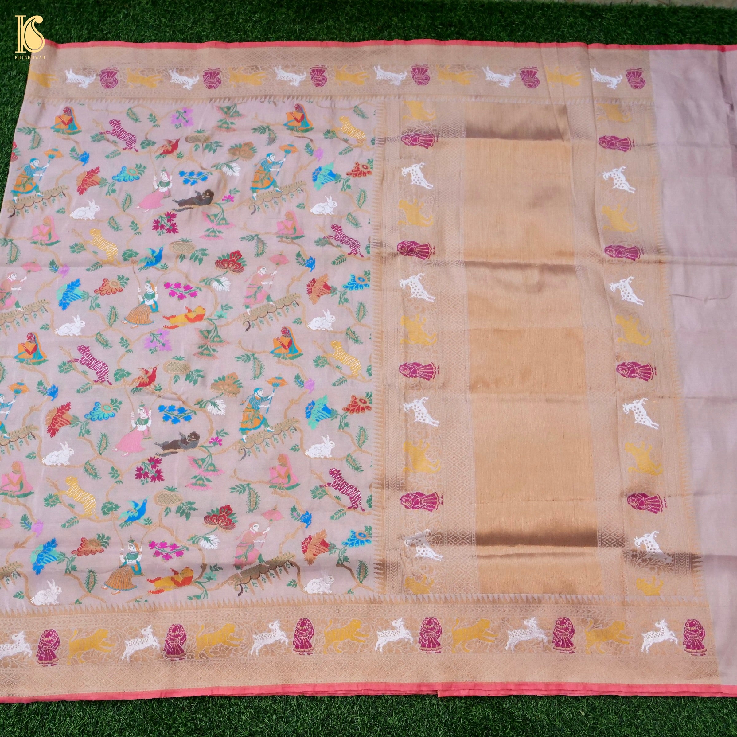 Tissue by Katan Silk Handwoven Banarasi Shikargah Saree