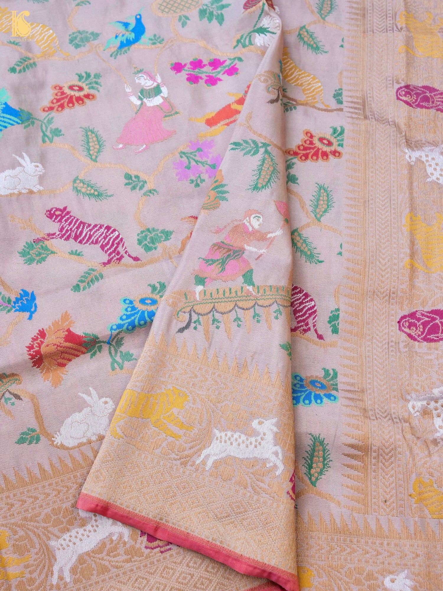 Tissue by Katan Silk Handwoven Banarasi Shikargah Saree
