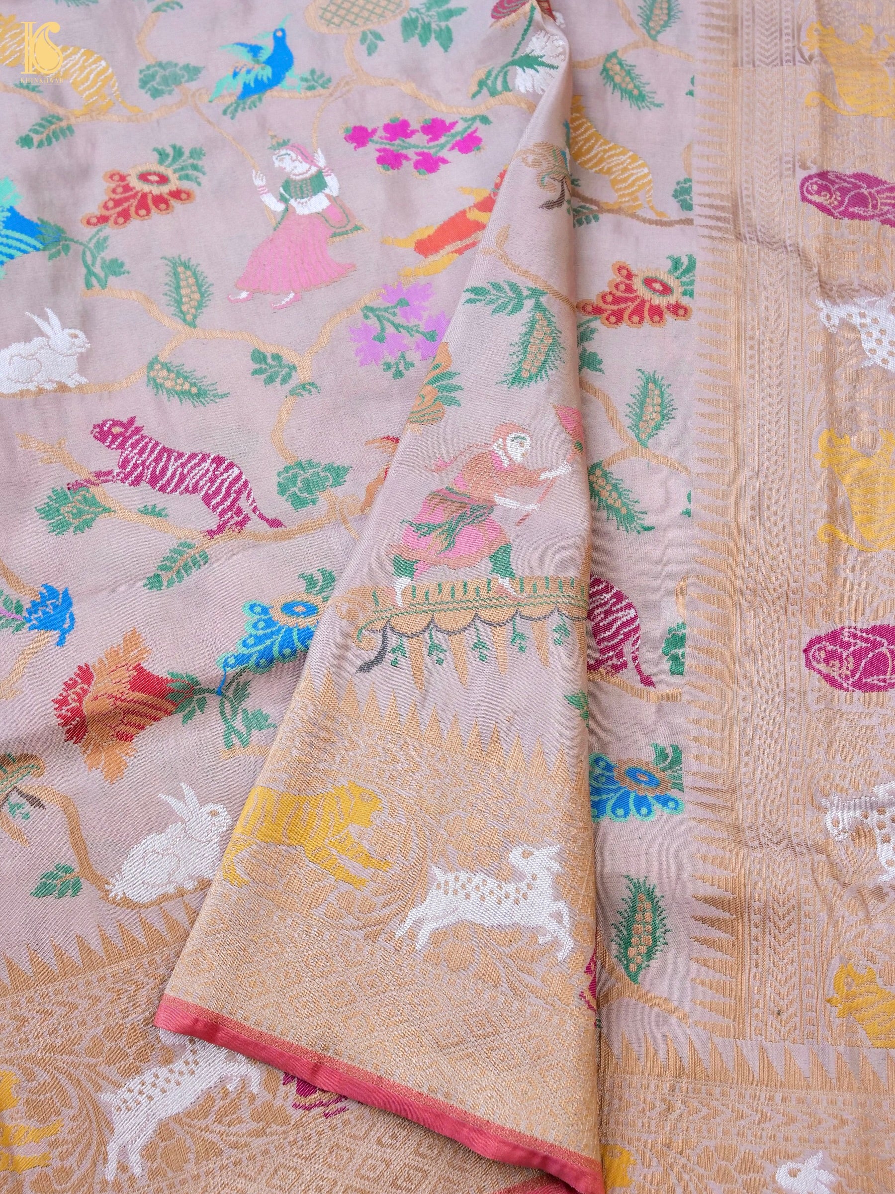 Tissue by Katan Silk Handwoven Banarasi Shikargah Saree