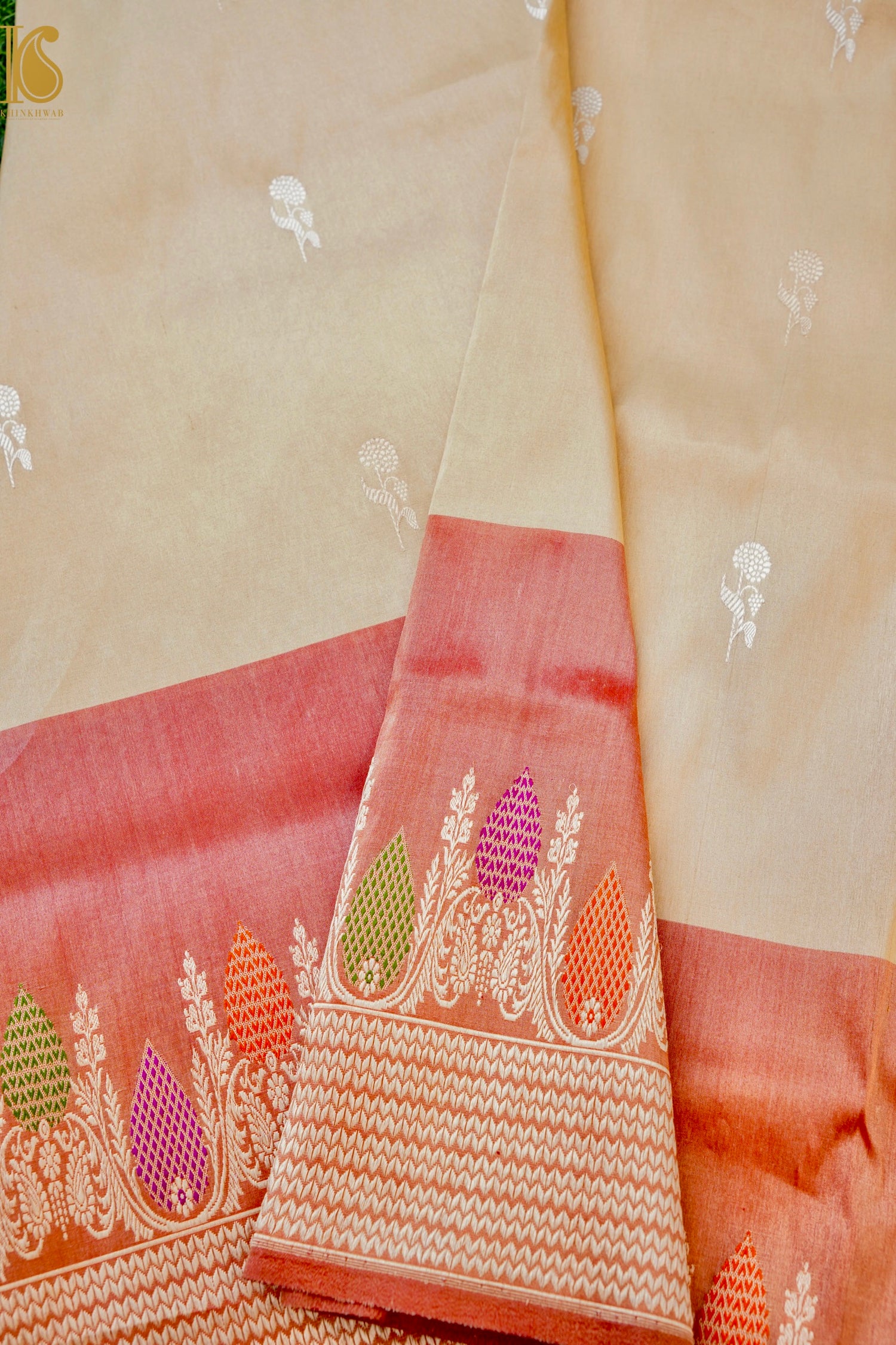 Pure Banarasi Silk by Tissue Saree with Kadwa Border
