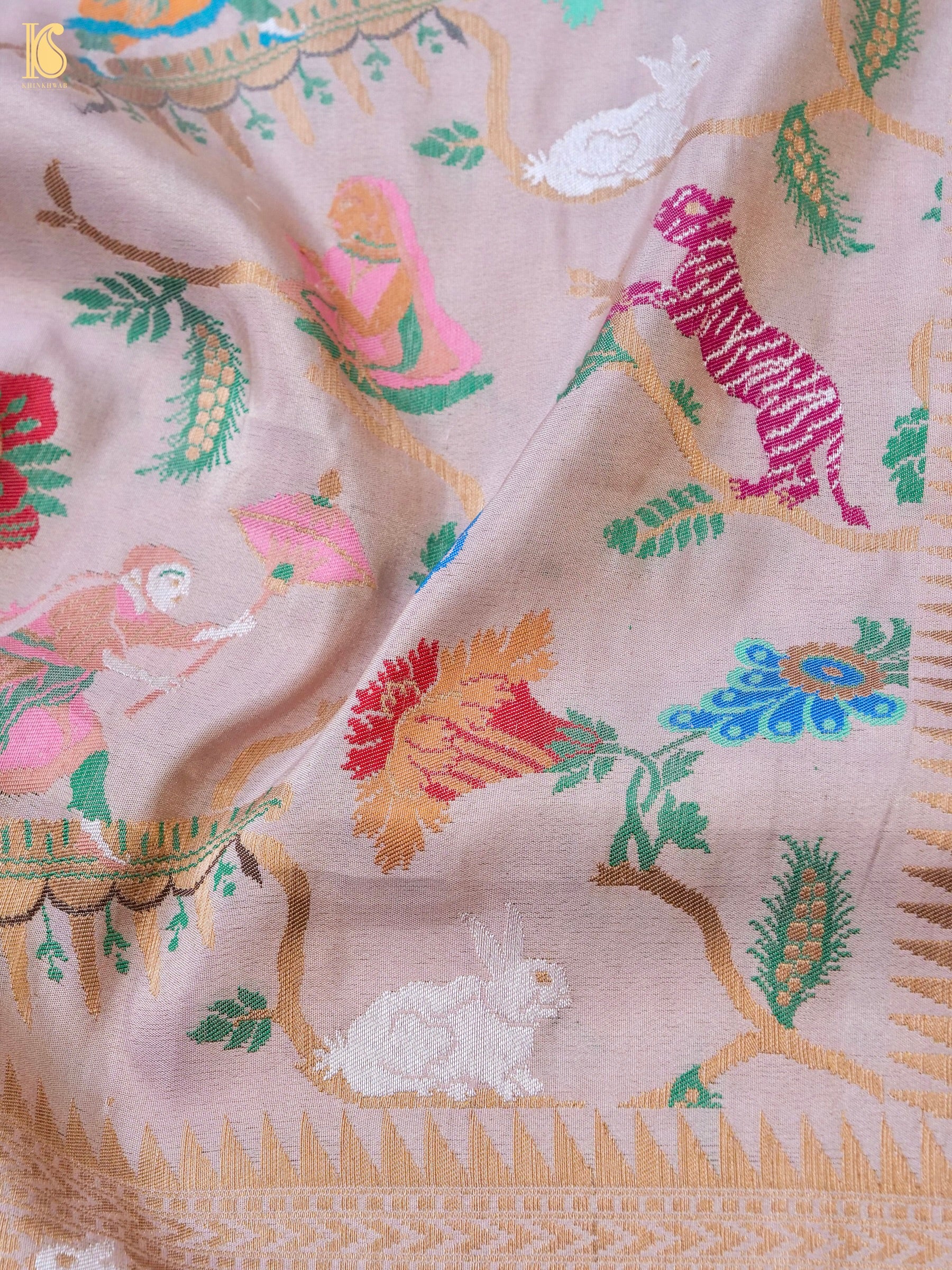Tissue by Katan Silk Handwoven Banarasi Shikargah Saree