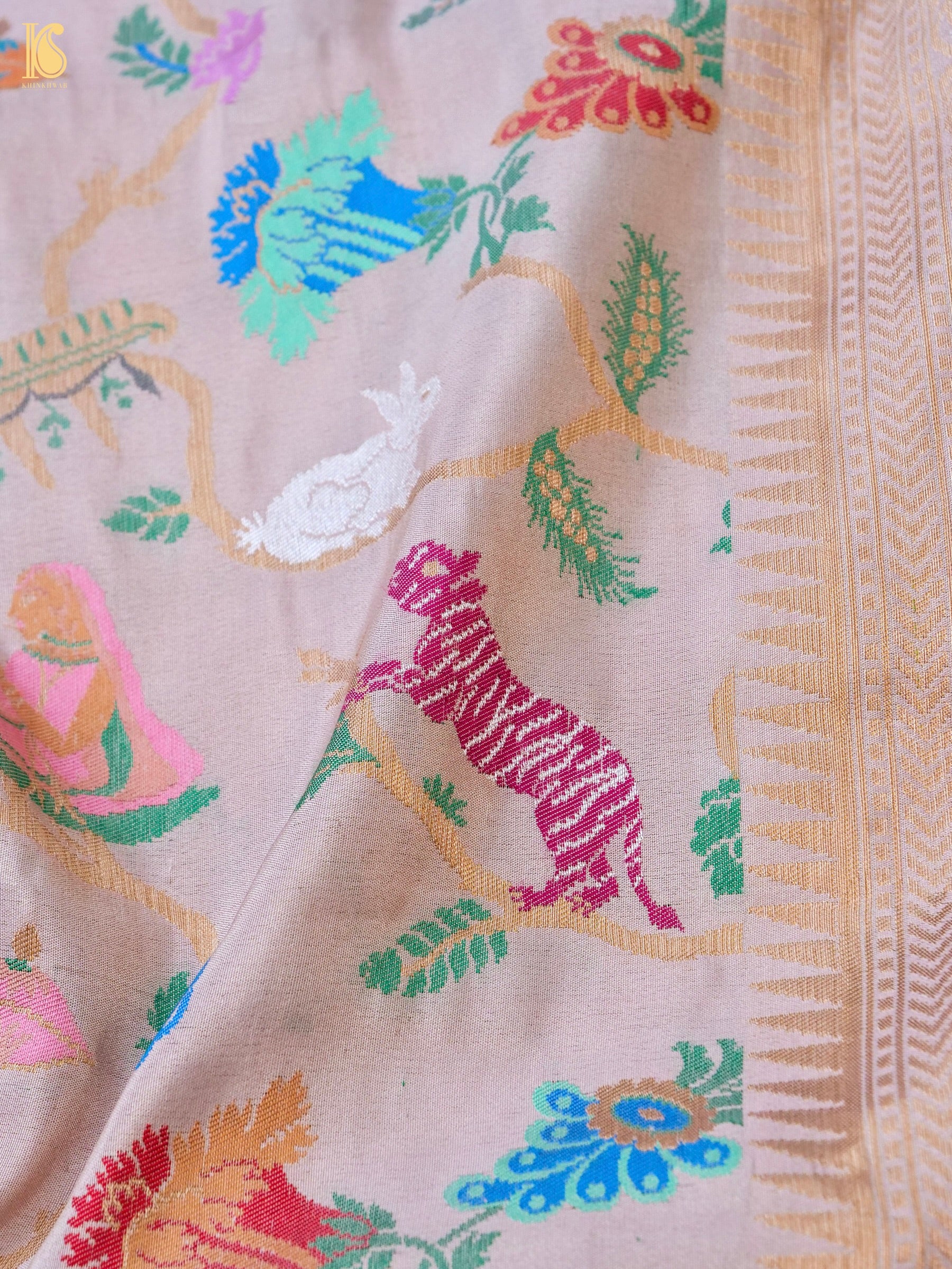 Tissue by Katan Silk Handwoven Banarasi Shikargah Saree