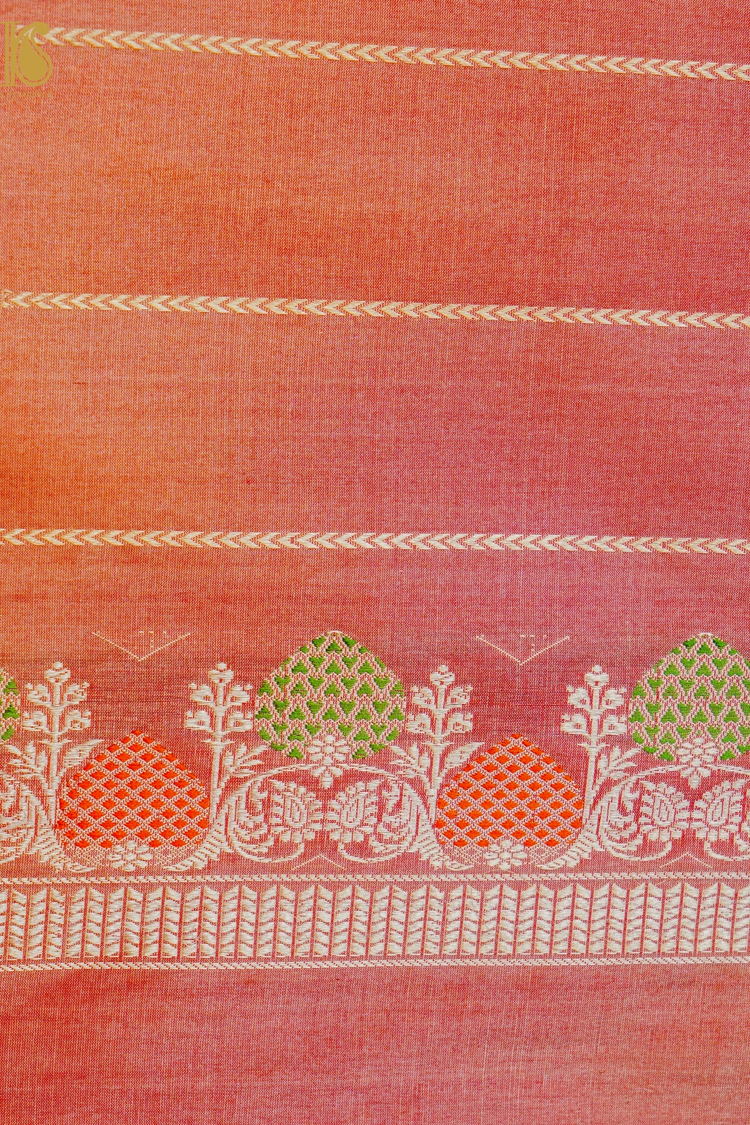 Pure Banarasi Silk by Tissue Saree with Kadwa Border