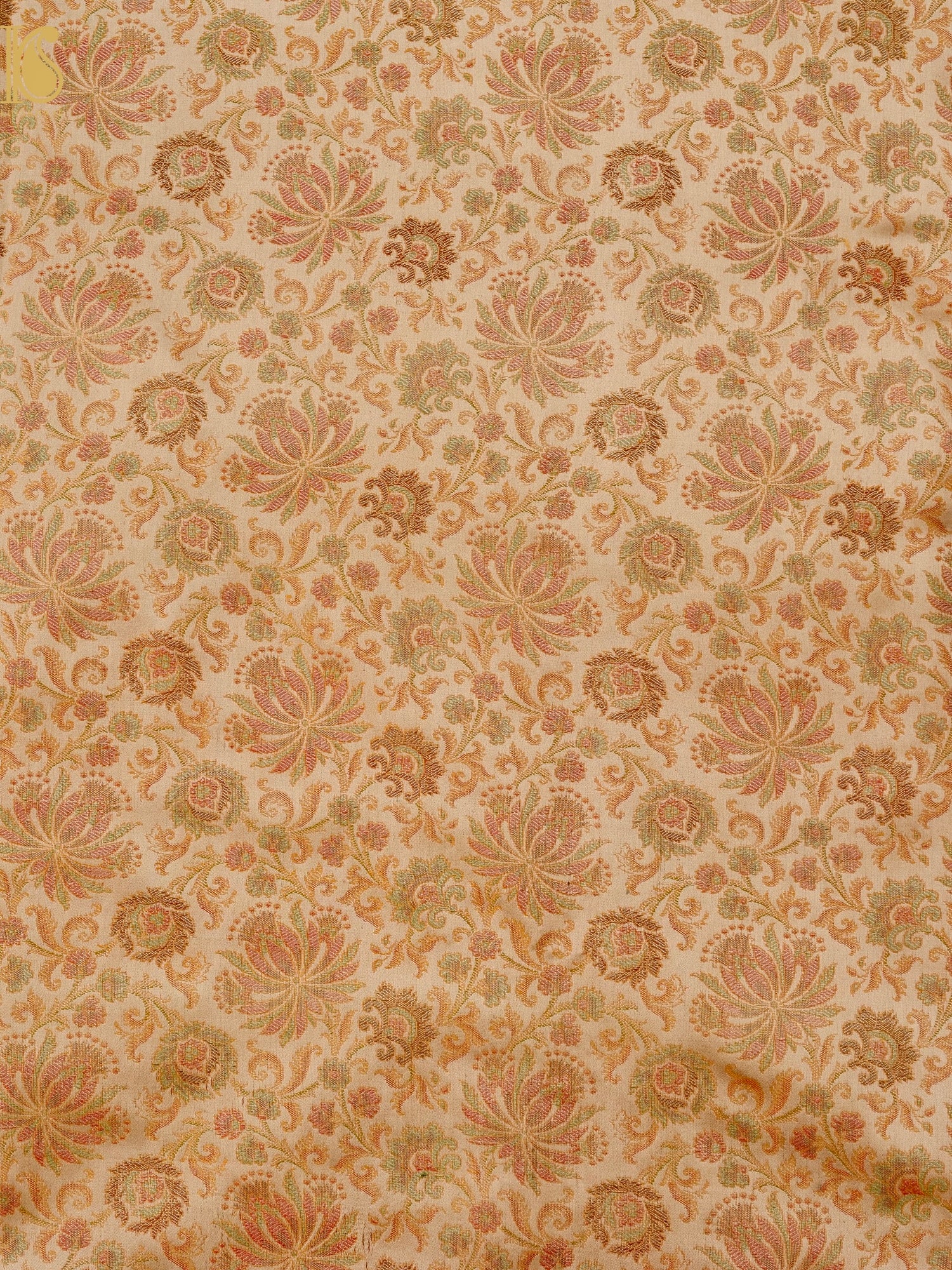 Handloom Banarasi Guldaudi Tanchoi Silk Fabric