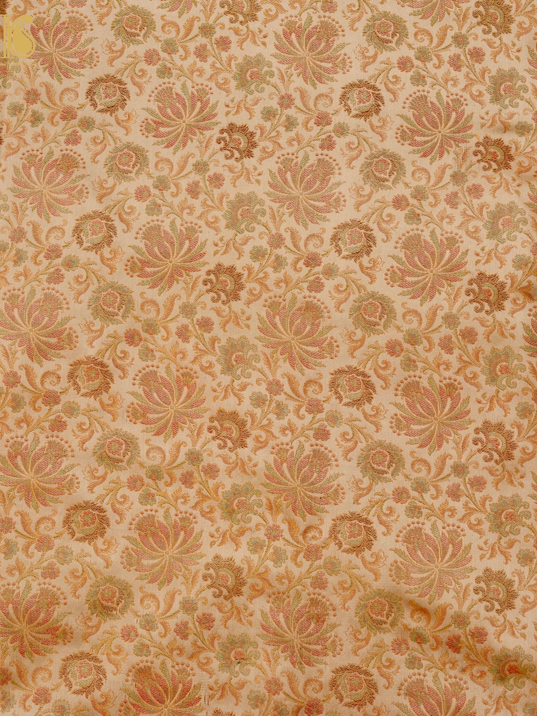 Handloom Banarasi Guldaudi Tanchoi Silk Fabric