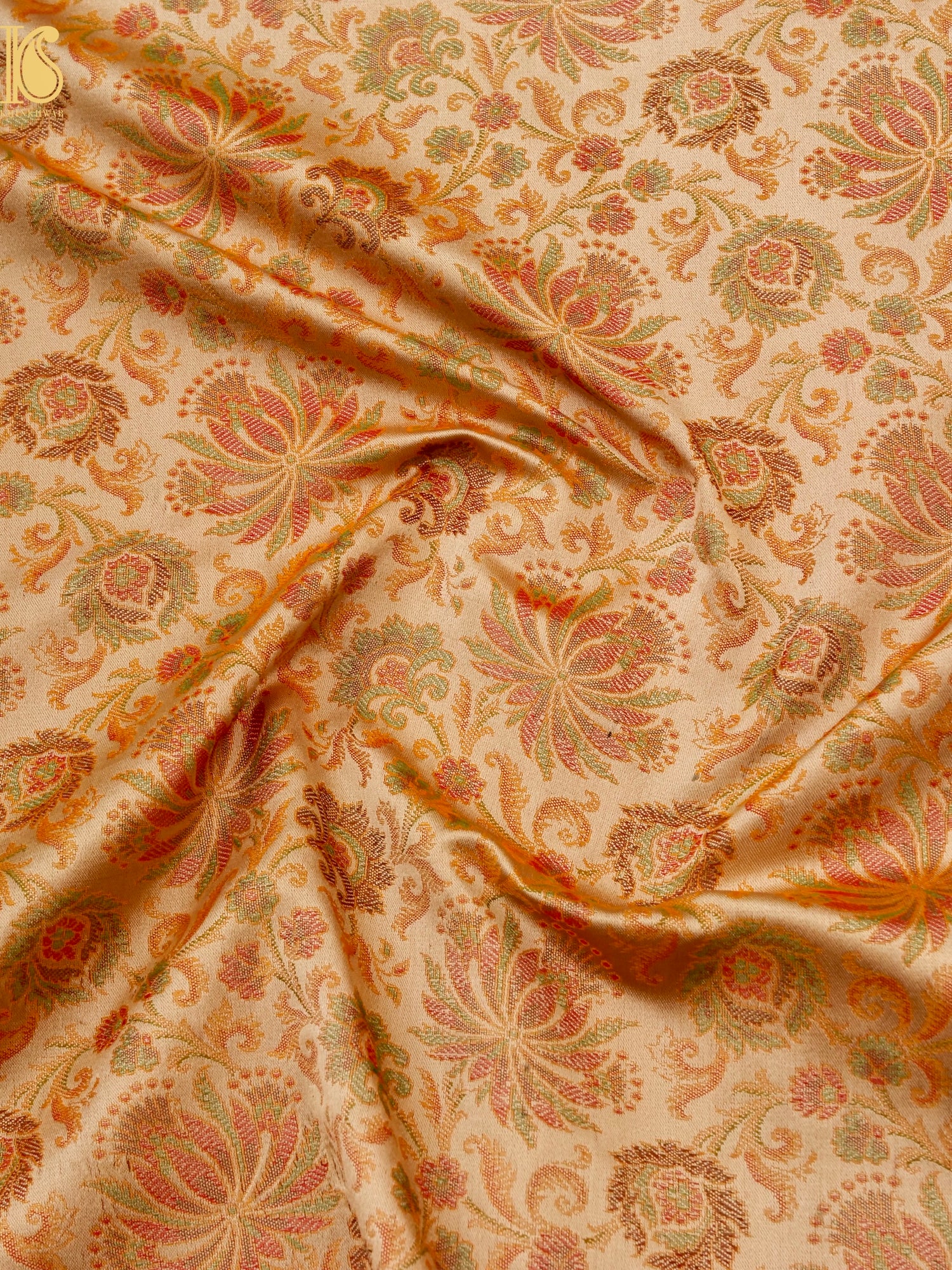 Handloom Banarasi Guldaudi Tanchoi Silk Fabric