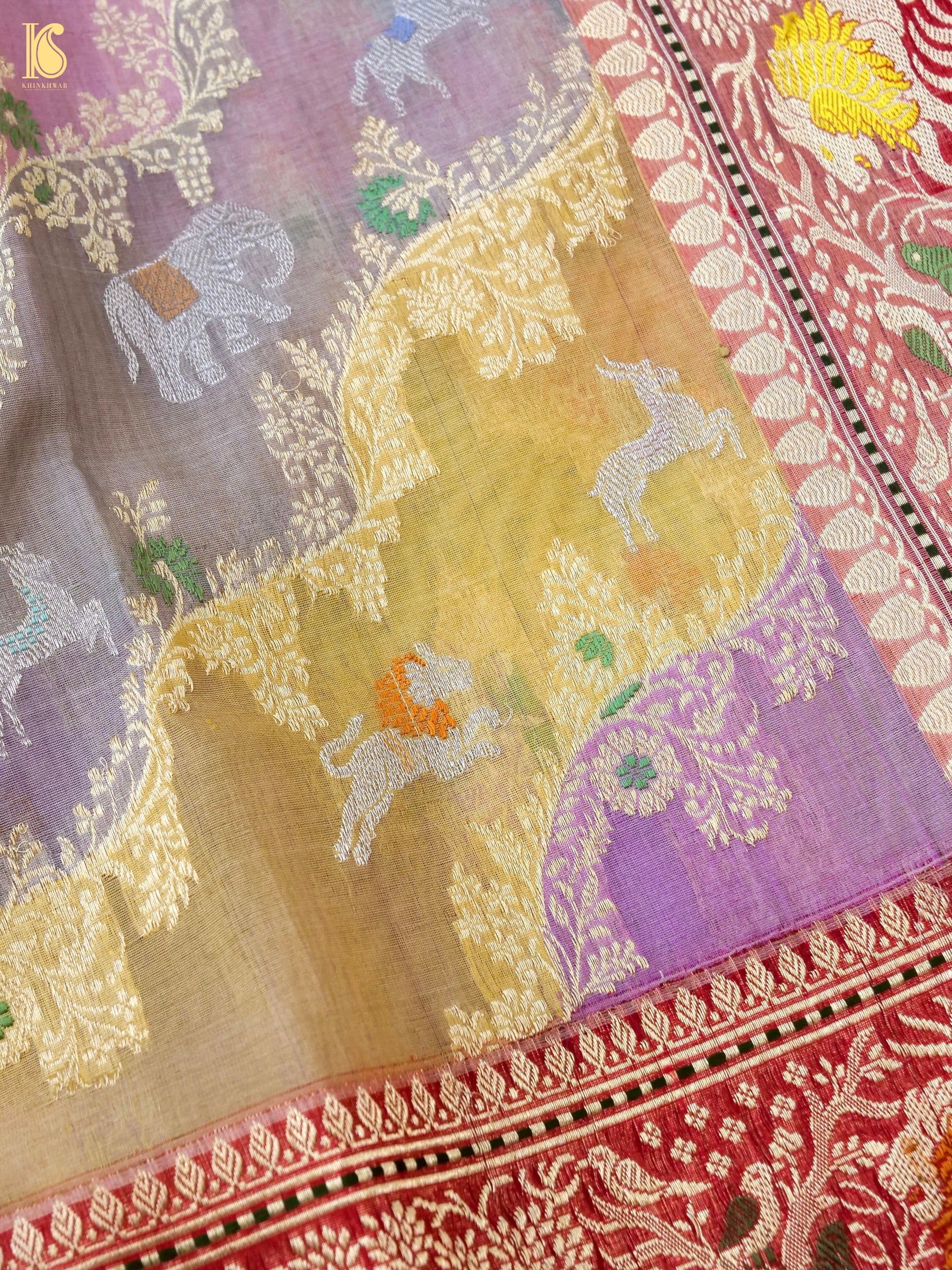 Handloom Banarasi Kora Rangkat Kadwa Silk Saree
