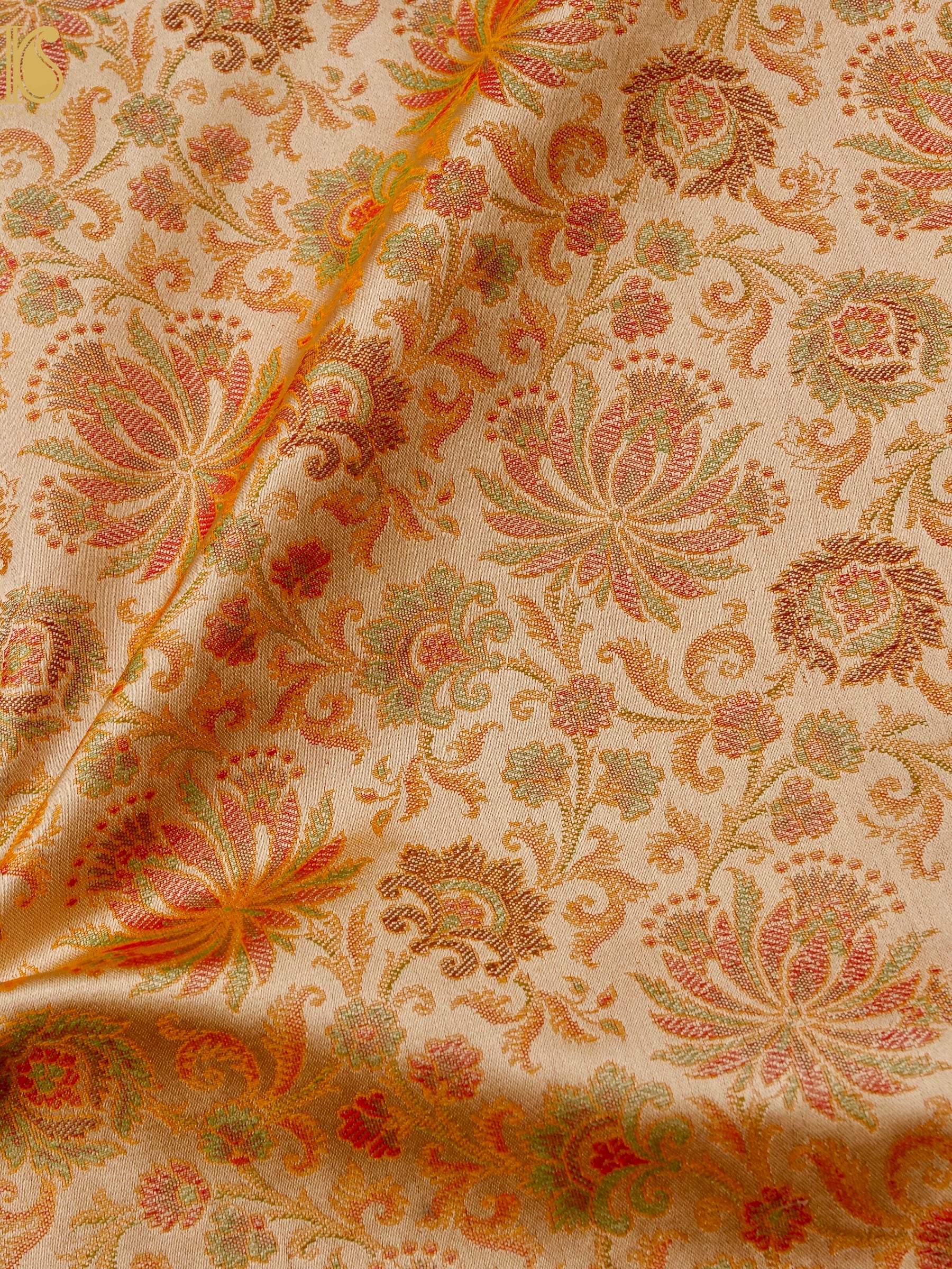 Handloom Banarasi Guldaudi Tanchoi Silk Fabric