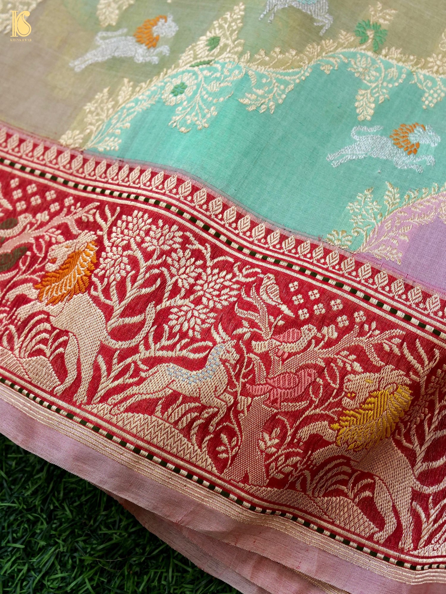 Handloom Banarasi Kora Rangkat Kadwa Silk Saree