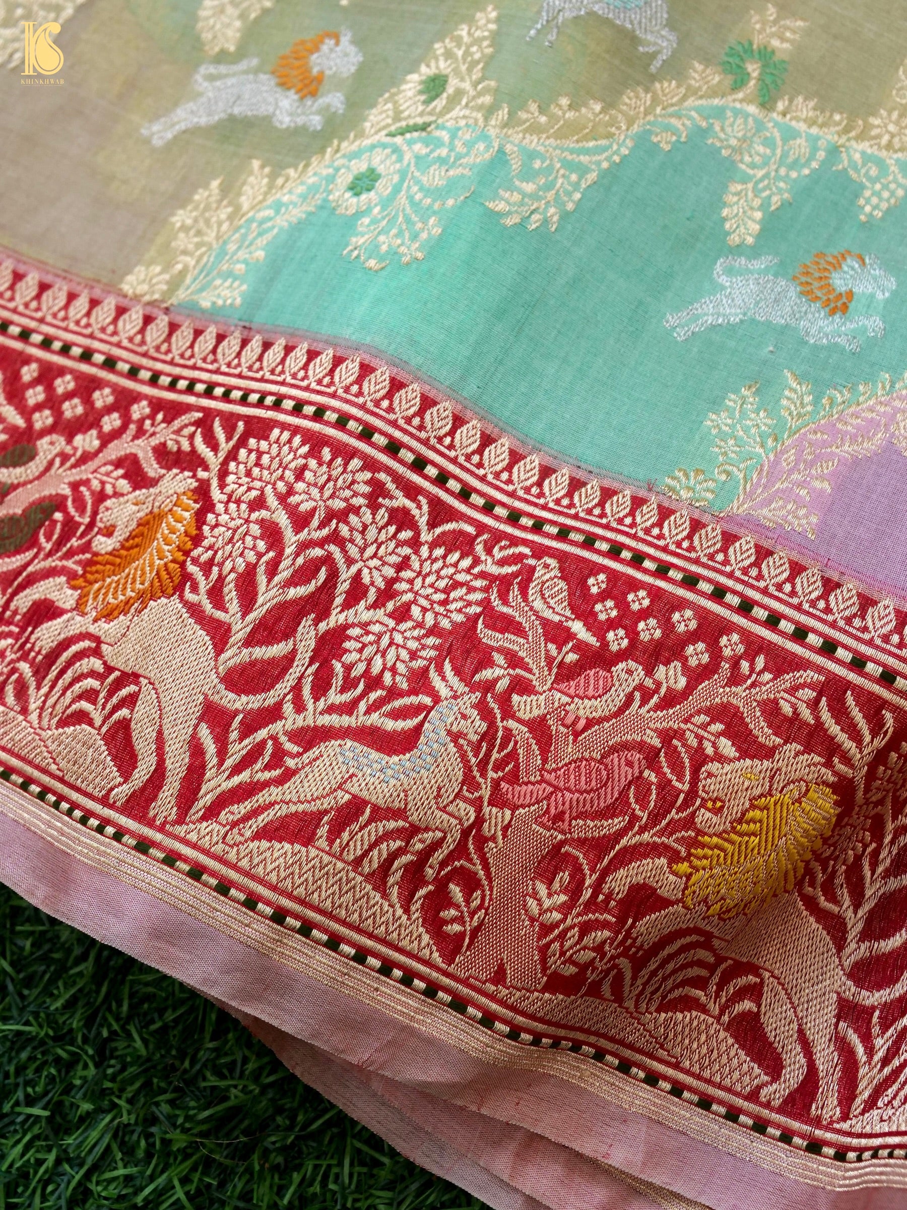 Handloom Banarasi Kora Rangkat Kadwa Silk Saree