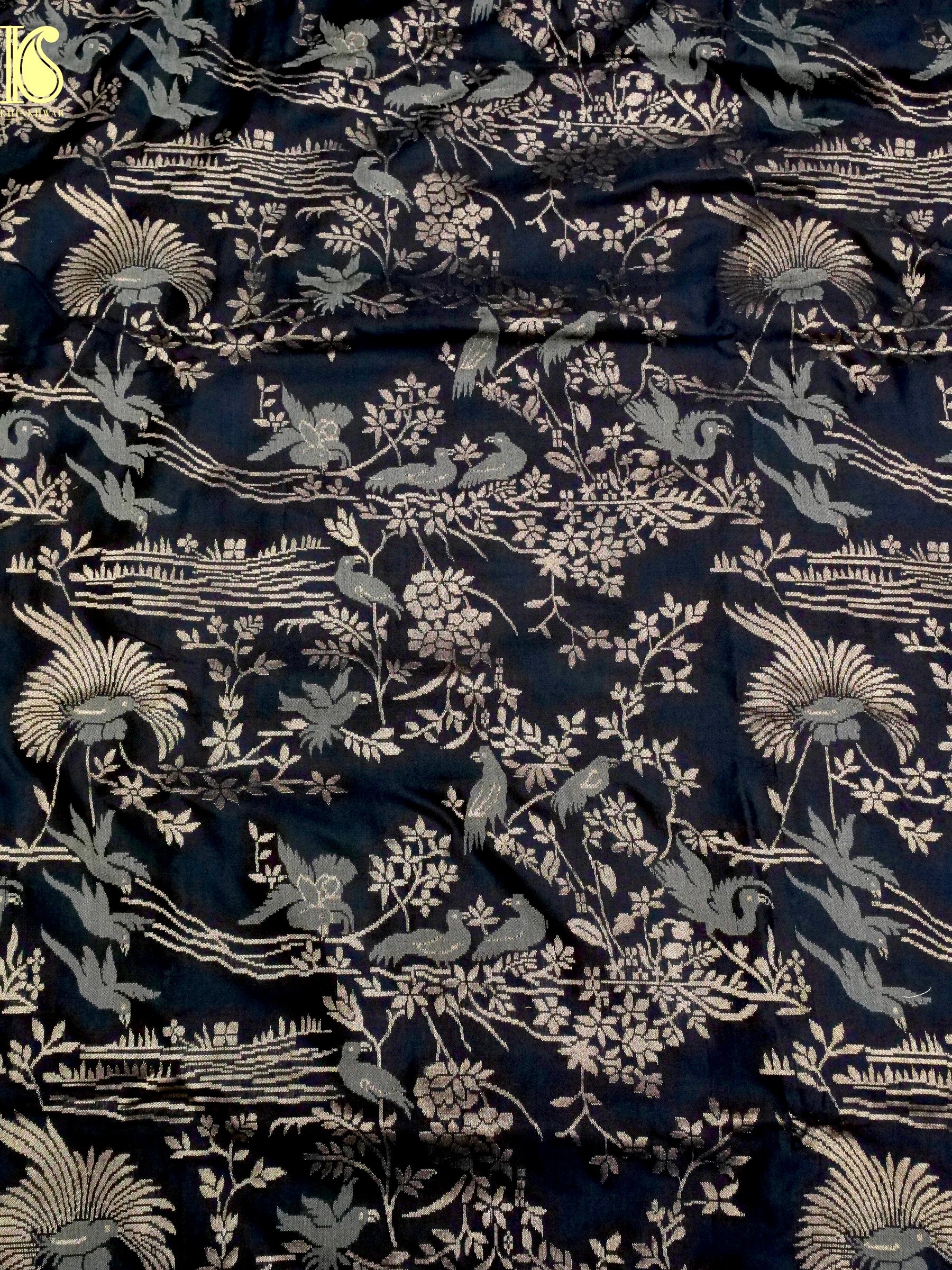 Handloom Pure Brocade Banarasi Big Birds Fabric