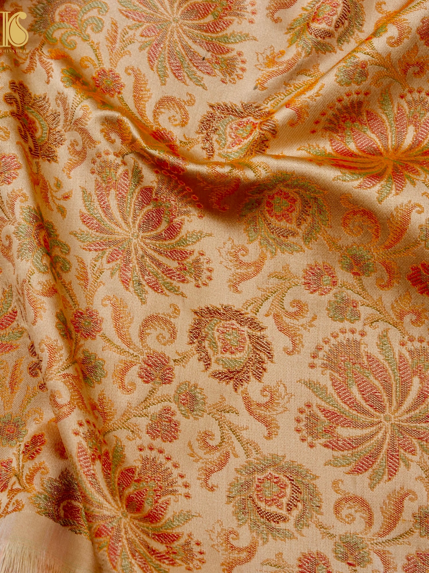 Handloom Banarasi Guldaudi Tanchoi Silk Fabric