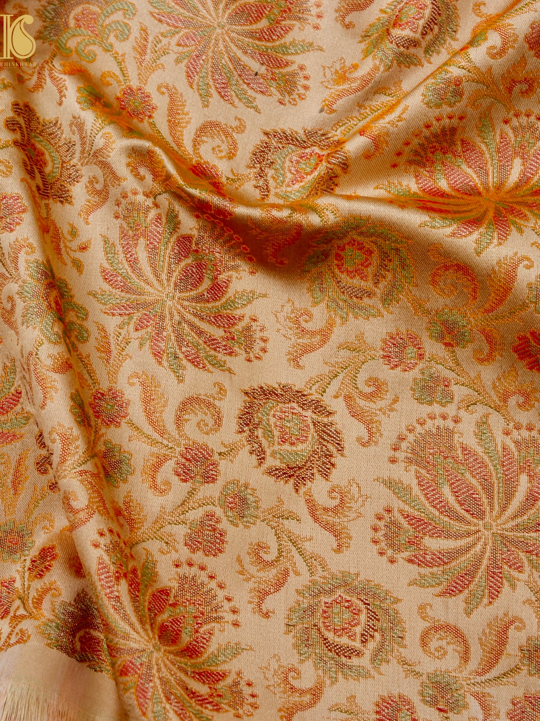 Handloom Banarasi Guldaudi Tanchoi Silk Fabric